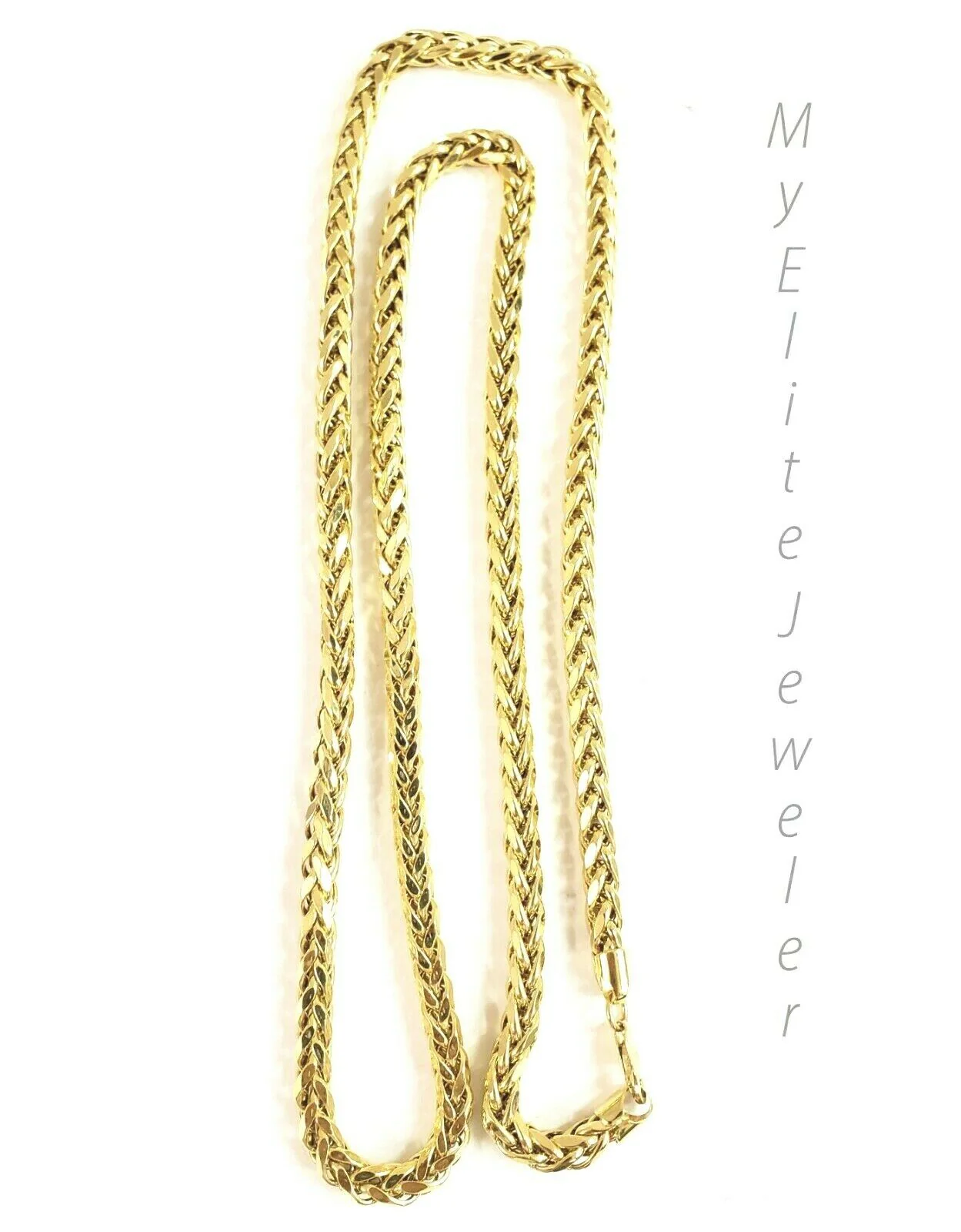 Real 10k Gold Palm Chain Necklace 4mm 24" Lobster Lock Real 10 KT Yellow Gold - Image 4