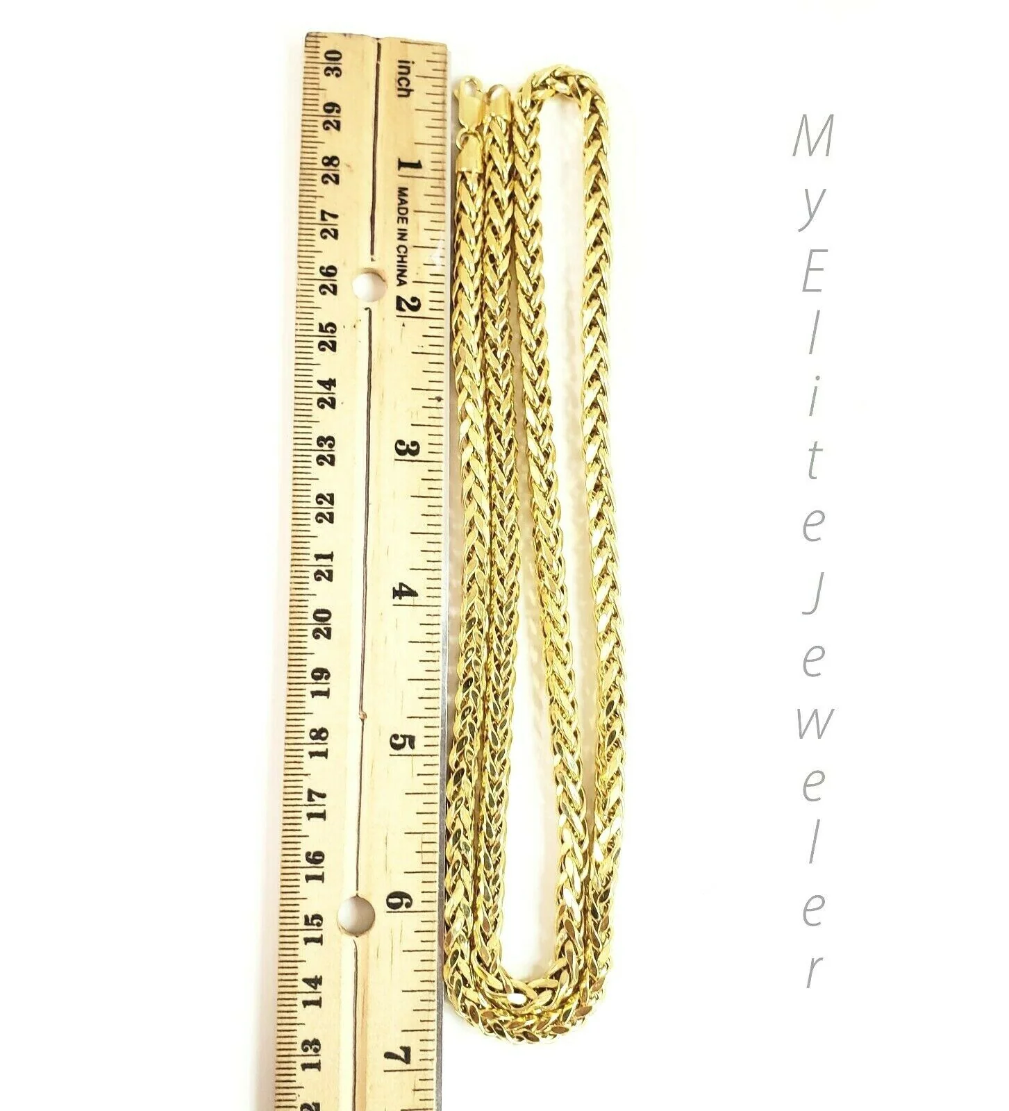 Real 10k Gold Palm Chain Necklace 4mm 24" Lobster Lock Real 10 KT Yellow Gold - Image 5