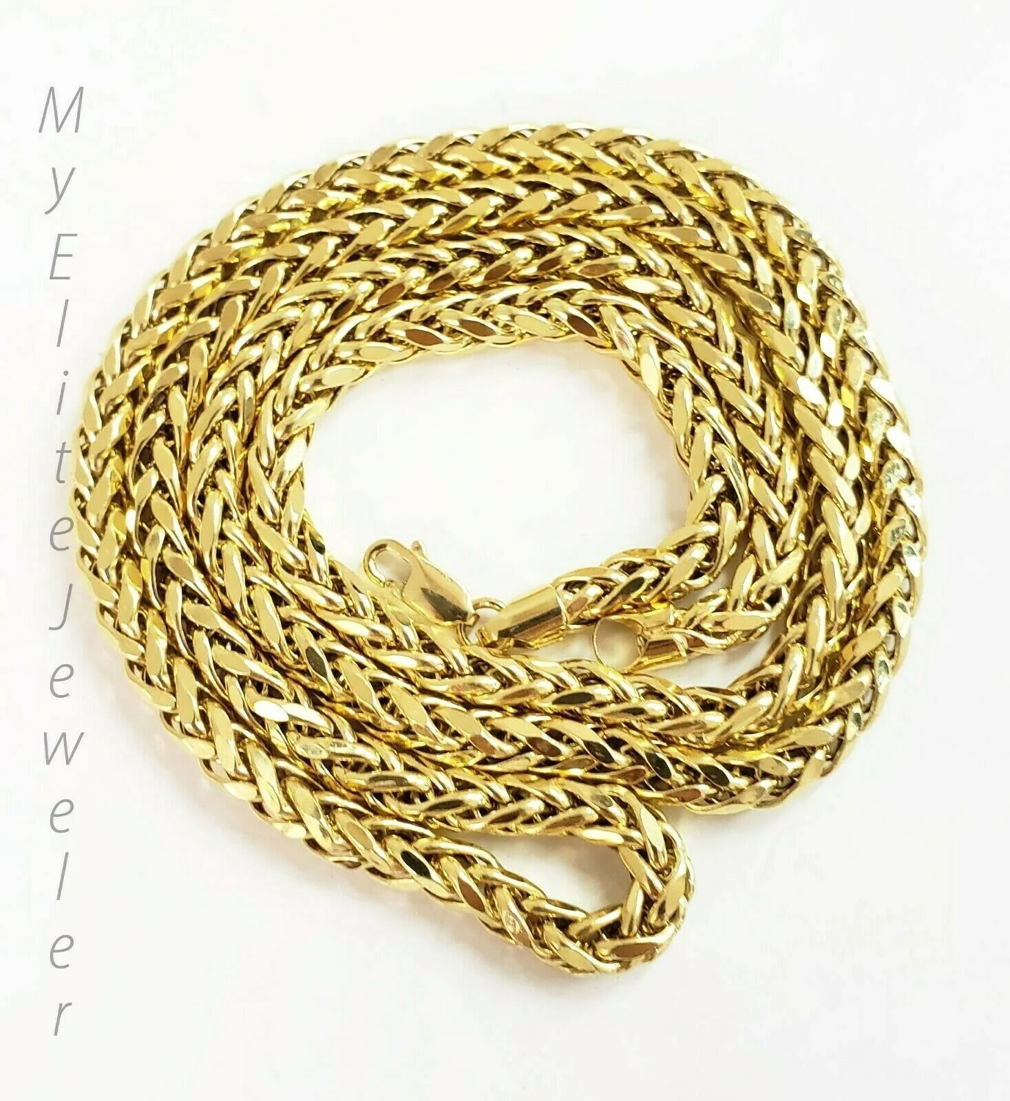 Real 10k Gold Palm Chain Necklace 4mm 24" Lobster Lock Real 10 KT Yellow Gold - Image 6
