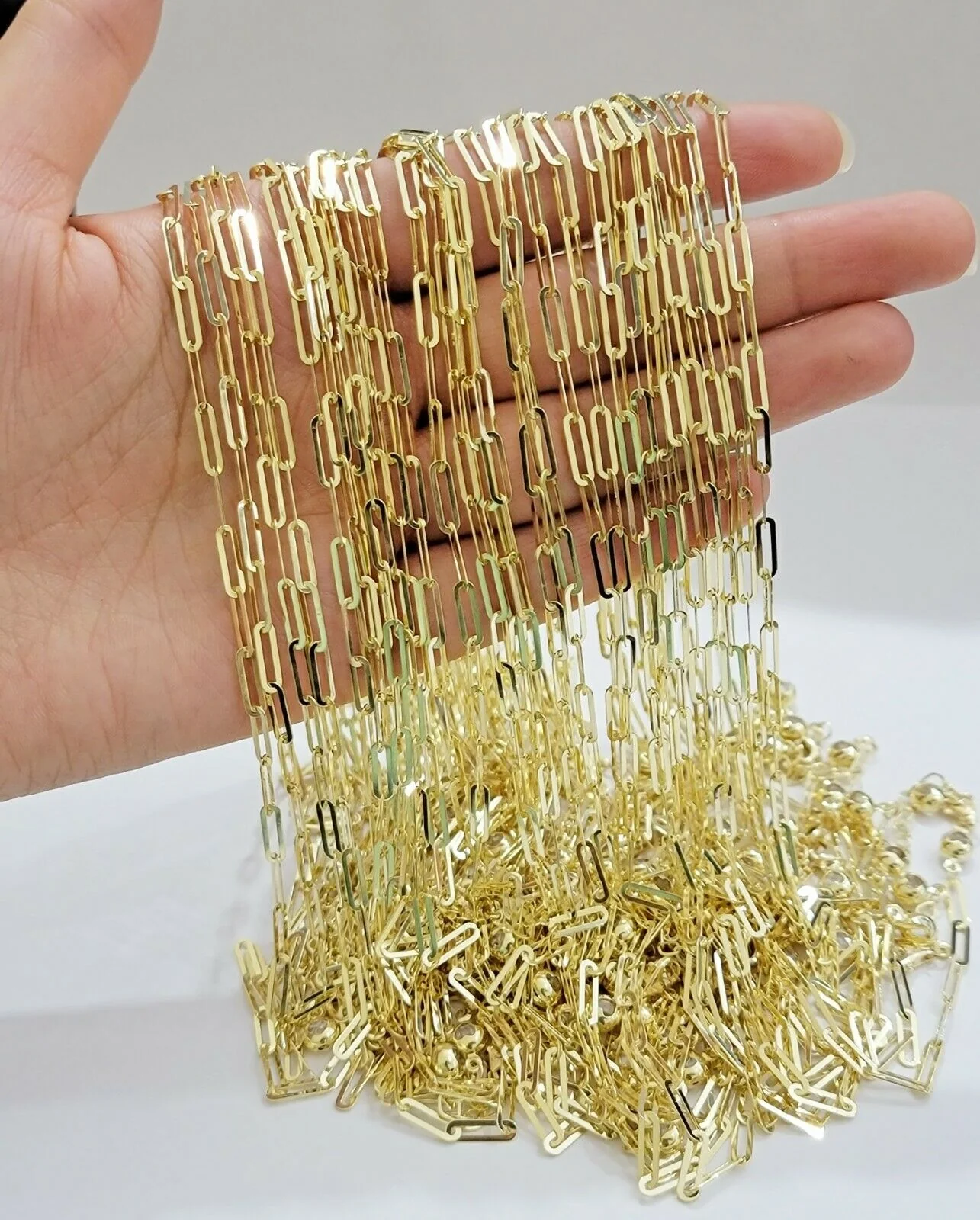 Real 10k Gold Paperclip Chain Ladies Necklace 16" 18" 20" 22" 24" Long 10kt 4mm - Image 2