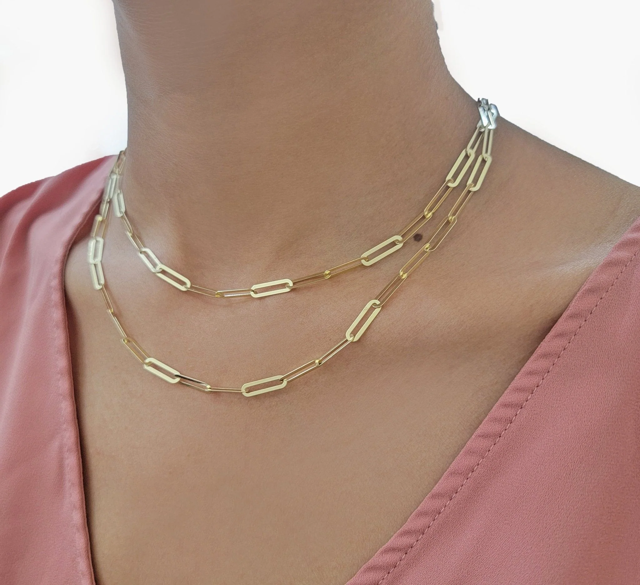 Real 10k Gold Paperclip Chain Ladies Necklace 16" 18" 20" 22" 24" Long 10kt 4mm - Image 4