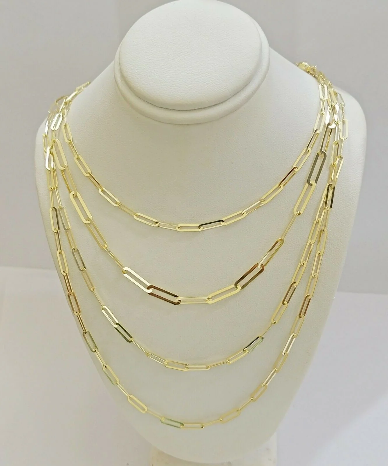 Real 10k Gold Paperclip Chain Ladies Necklace 16" 18" 20" 22" 24" Long 10kt 4mm - Image 7