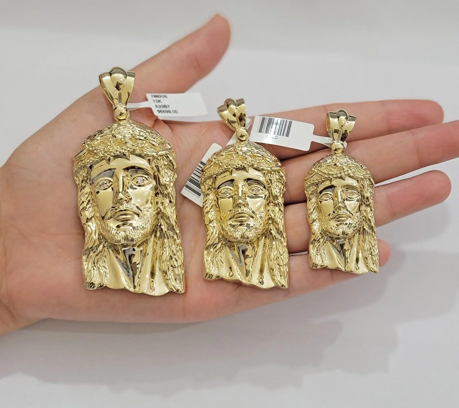 Real 10k Gold Pendant Jesus Head Charm 10kt Yellow Gold For Men's Different Size - Image 12