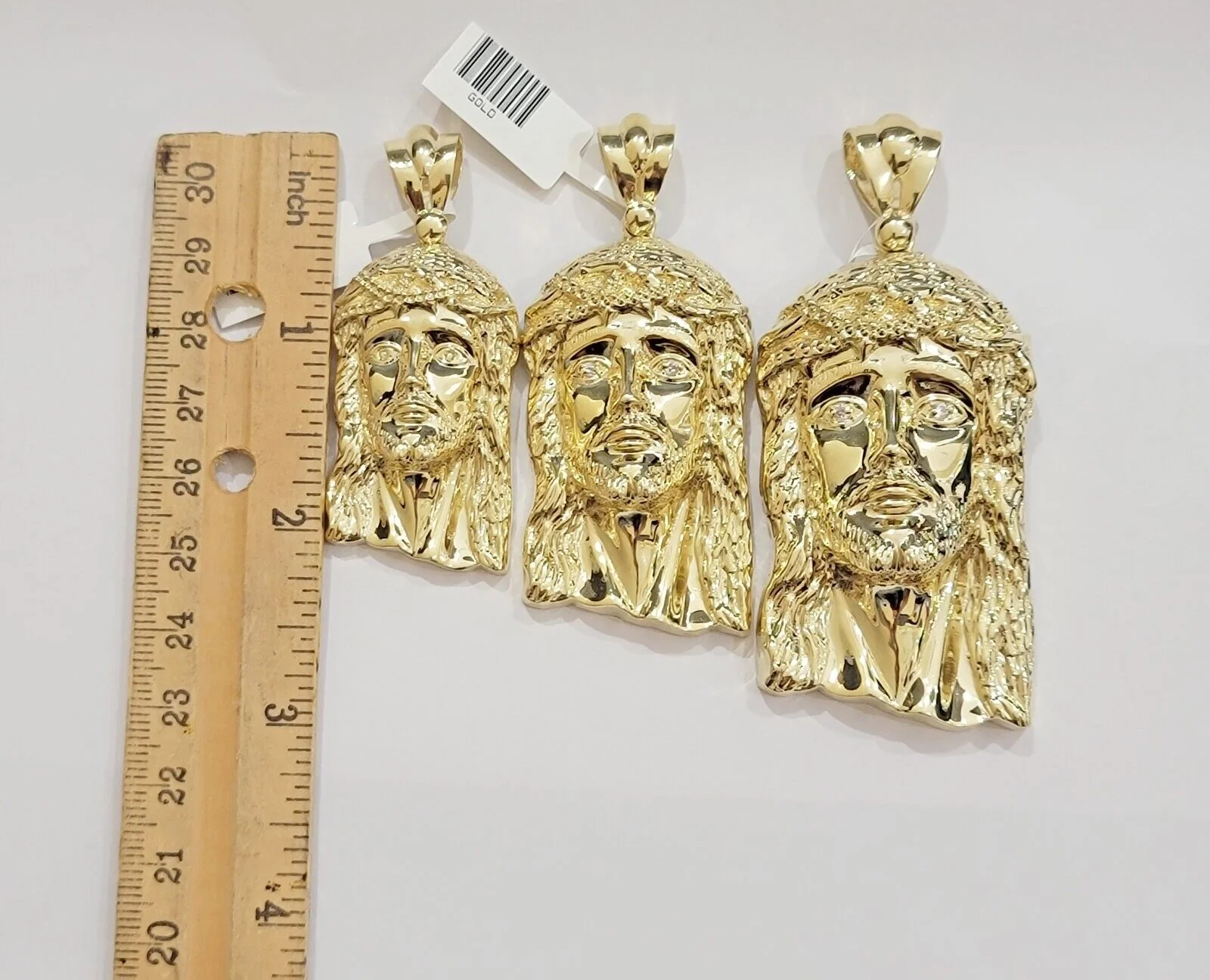 Real 10k Gold Pendant Jesus Head Charm 10kt Yellow Gold For Men's Different Size - Image 14