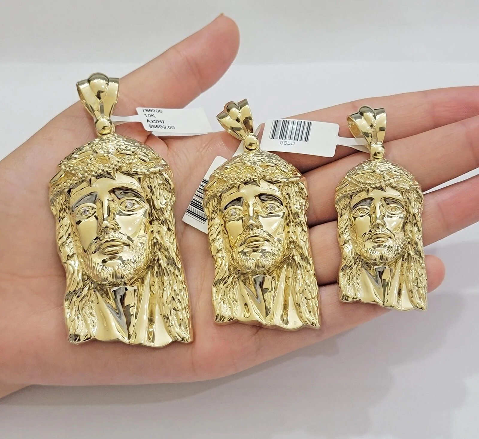 Real 10k Gold Pendant Jesus Head Charm 10kt Yellow Gold For Men's Different Size - Image 16