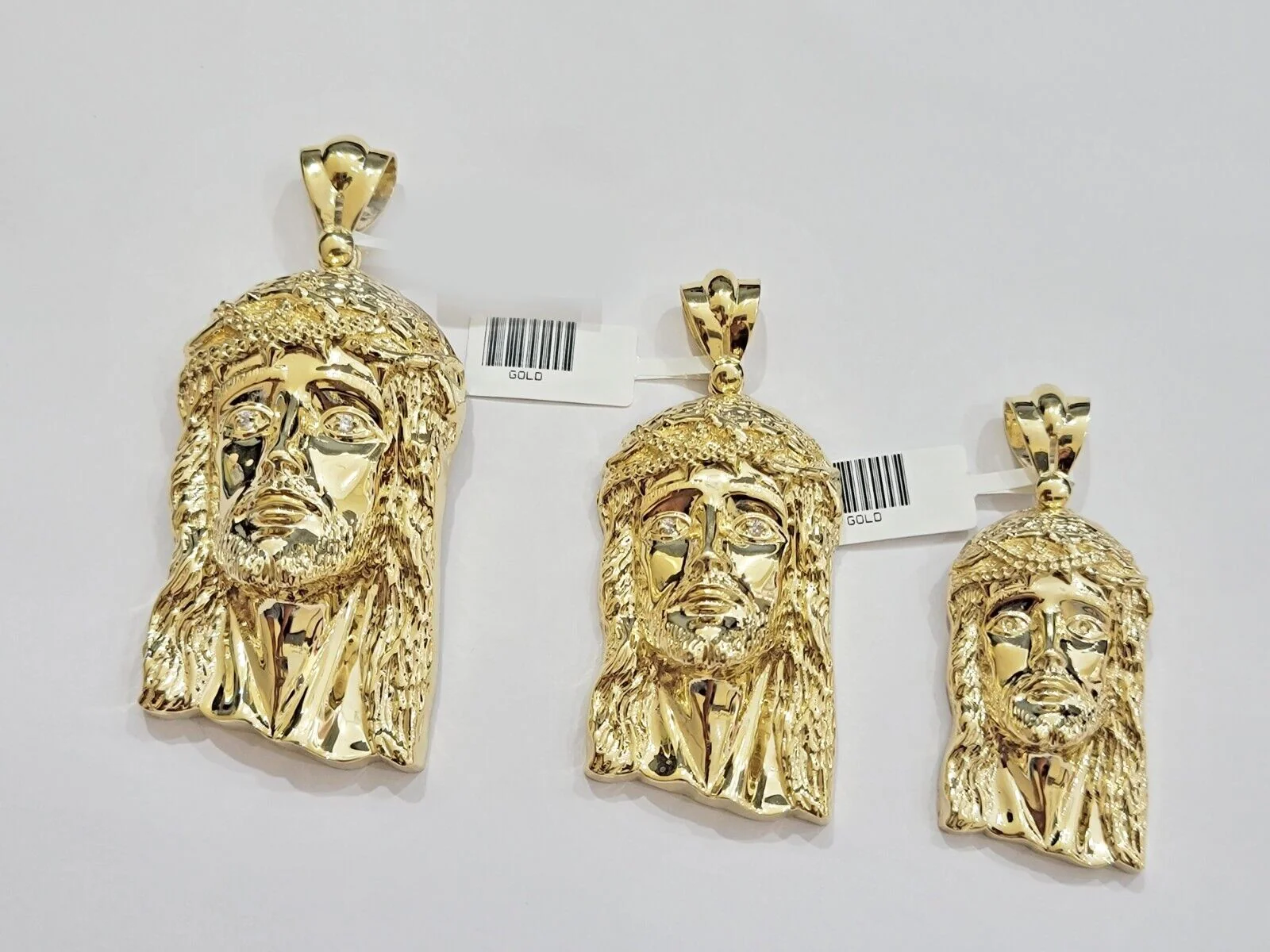 Real 10k Gold Pendant Jesus Head Charm 10kt Yellow Gold For Men's Different Size - Image 2