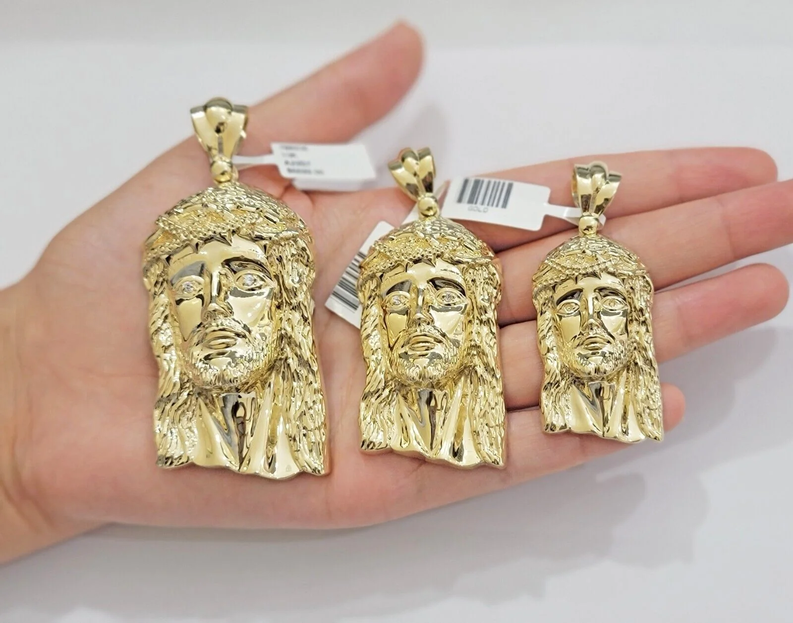 Real 10k Gold Pendant Jesus Head Charm 10kt Yellow Gold For Men's Different Size - Image 20