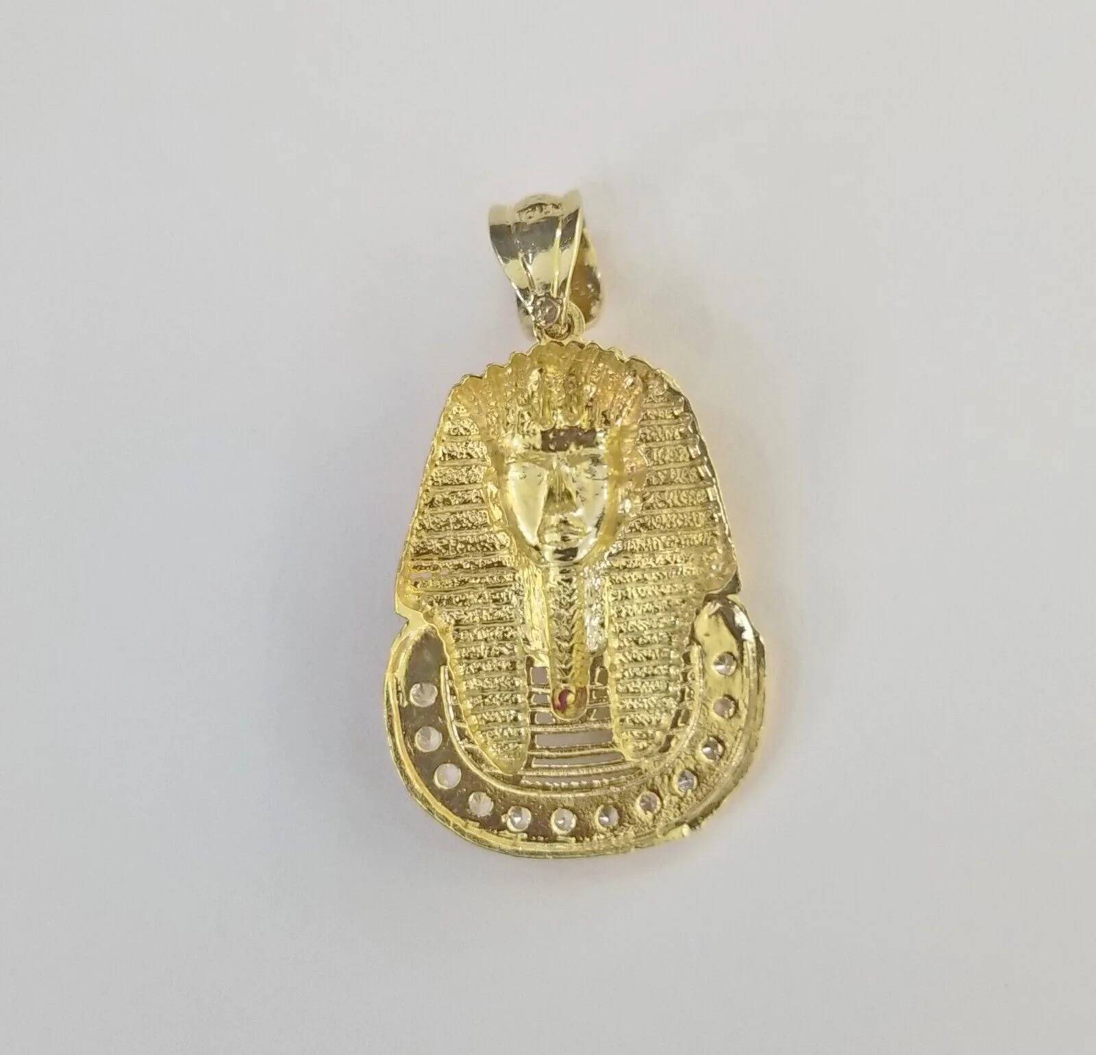 Real 10k Gold Pharaoh Head Charm Pendant 1.6" 10kt Yellow Gold for Mens Chain - Image 8