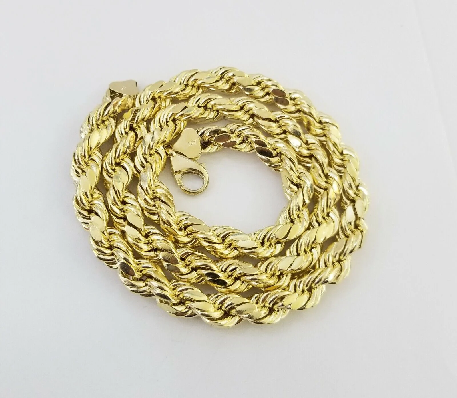 Real 10k Gold Rope Chain 26"Inch 10mm and nugget Cross Pendent  10kt yellow gold - Image 6