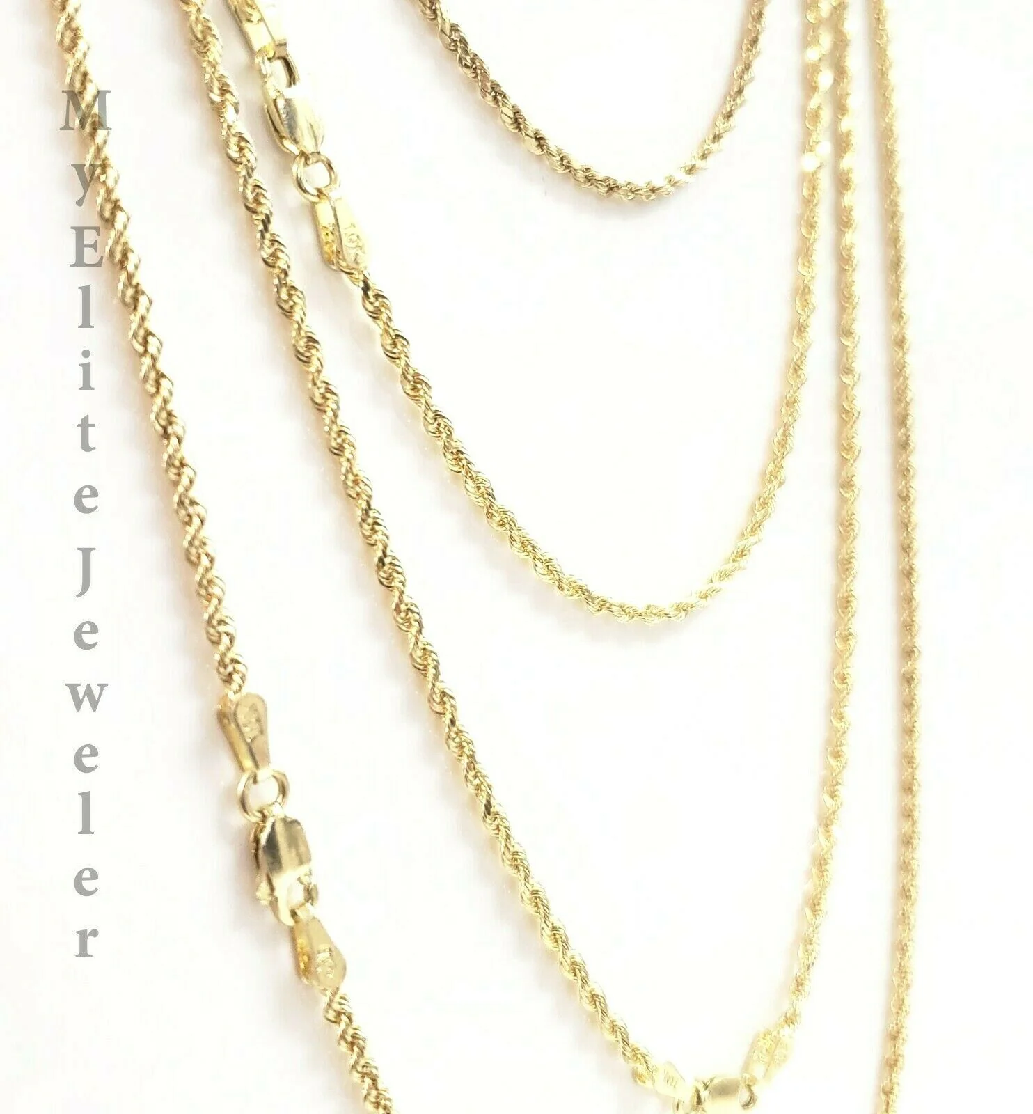 REAL 10K Gold Rope Chain 2mm Necklace 18-30 Inch Men's Ladies Kids For Pendant - Image 7