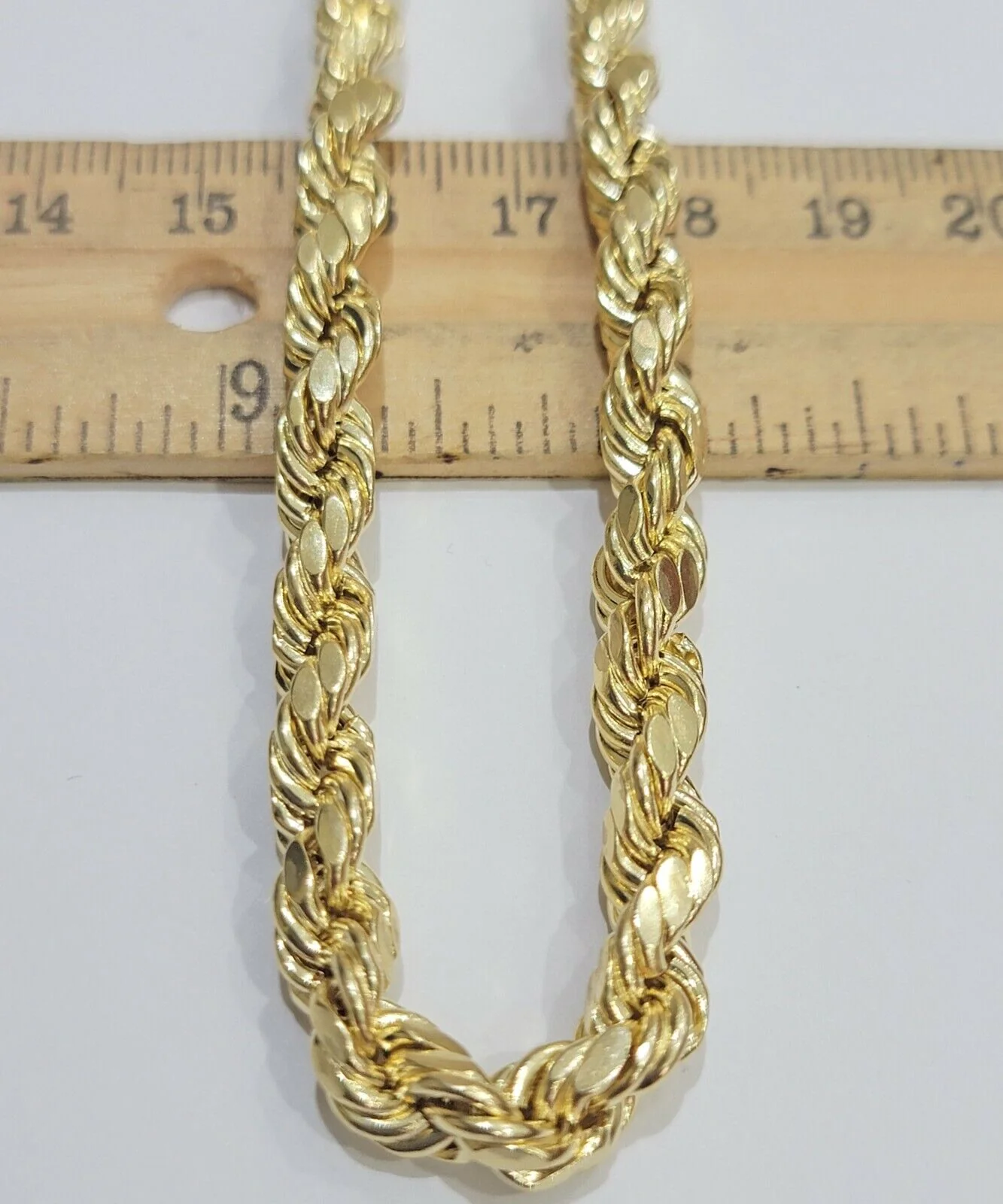 REAL 10K Gold Rope Chain 7mm 26 Inch Men Necklace Gold Diamond Cut - Image 3