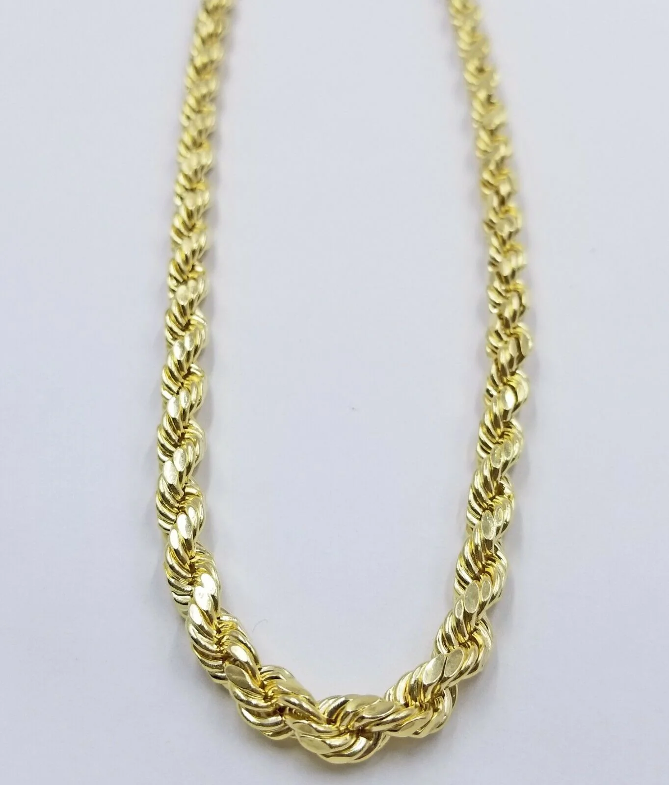 REAL 10K Gold Rope Chain 7mm 26 Inch Men Necklace Gold Diamond Cut - Image 6
