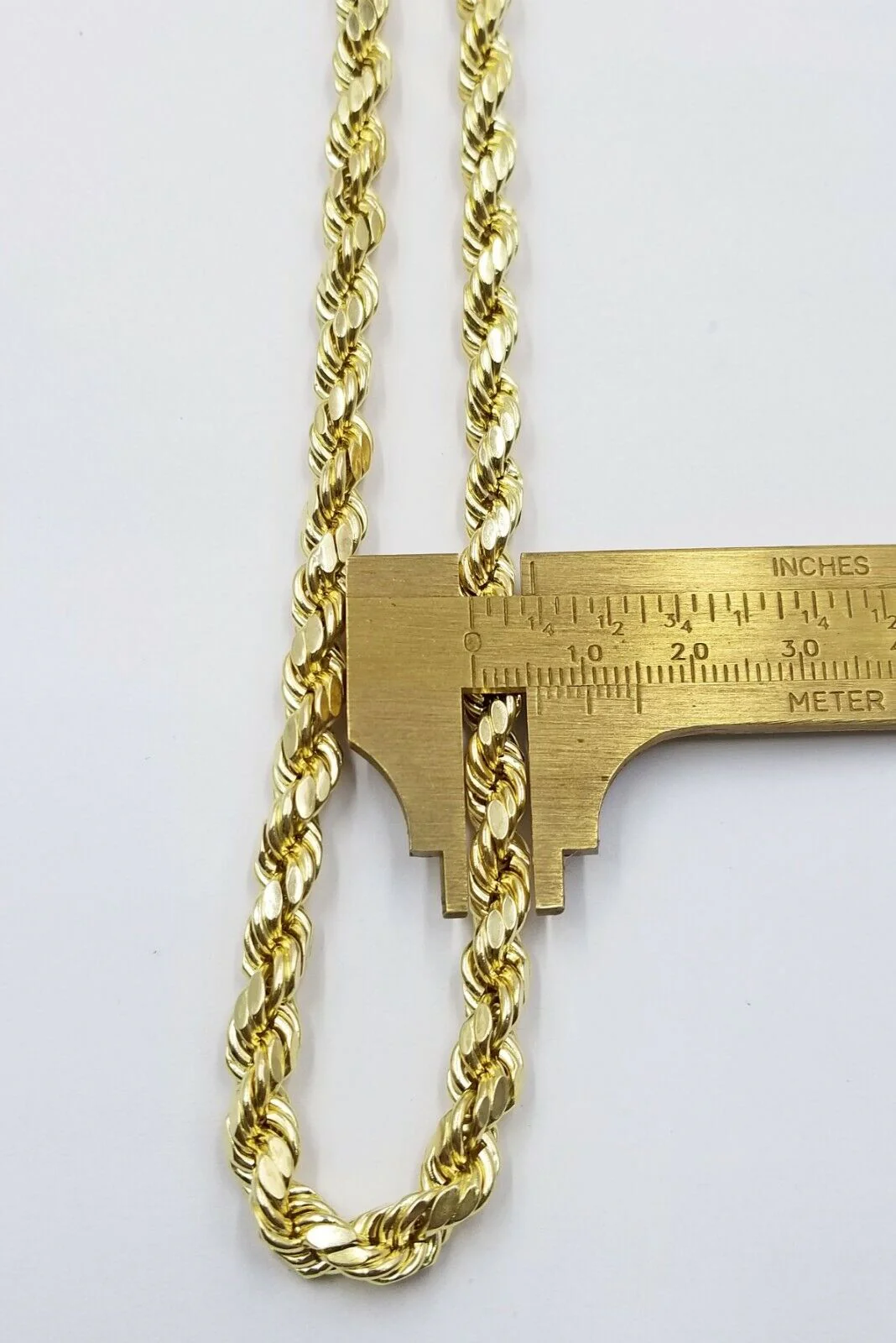 REAL 10K Gold Rope Chain 7mm 26 Inch Men Necklace Gold Diamond Cut - Image 7