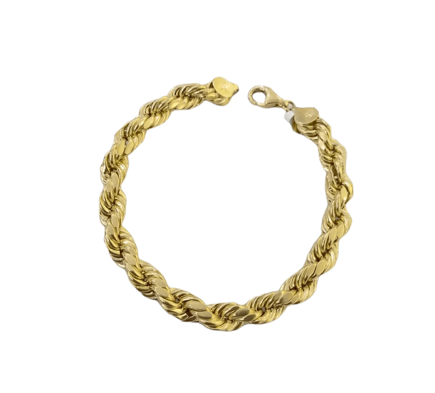 REAL 10k Gold Rope Chain Bracelet 7mm 8" Inch Lobster Clasp Link Rope - Image 2
