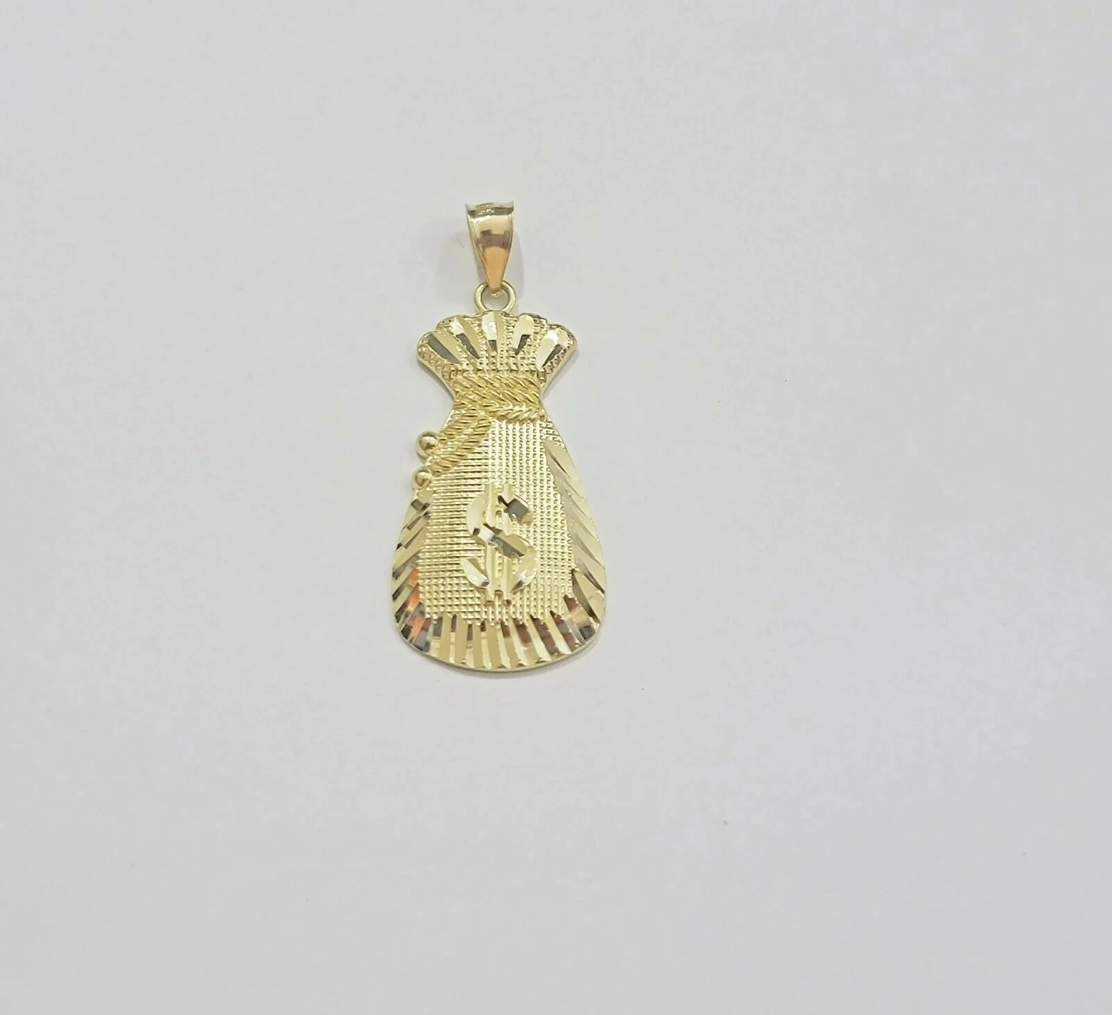 REAL 10k Gold Rope Chain Charm Pendant SET 3mm Necklace 18-28" Money Dollar Bag - Image 5