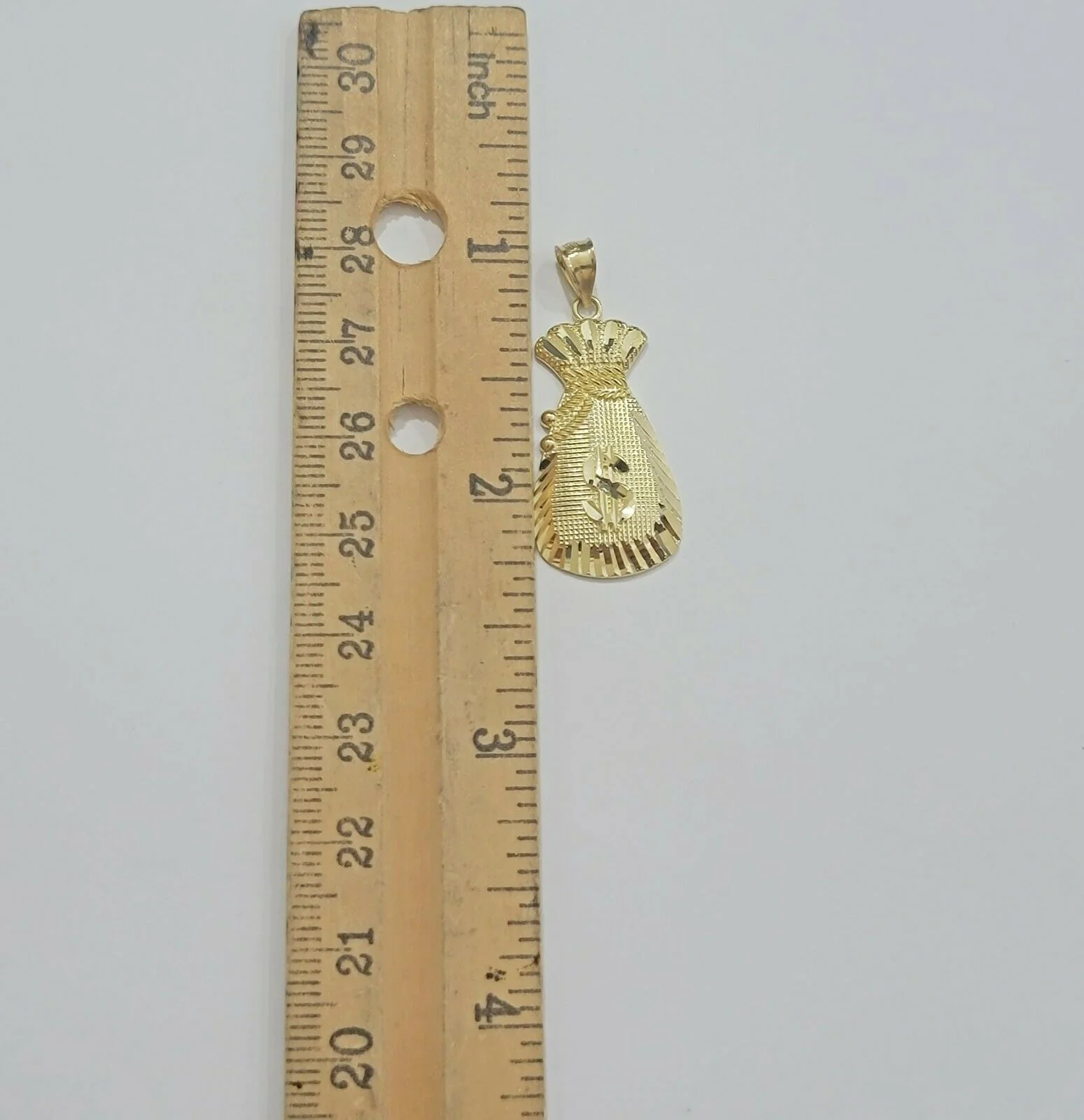 REAL 10k Gold Rope Chain Charm Pendant SET 3mm Necklace 18-28" Money Dollar Bag - Image 7
