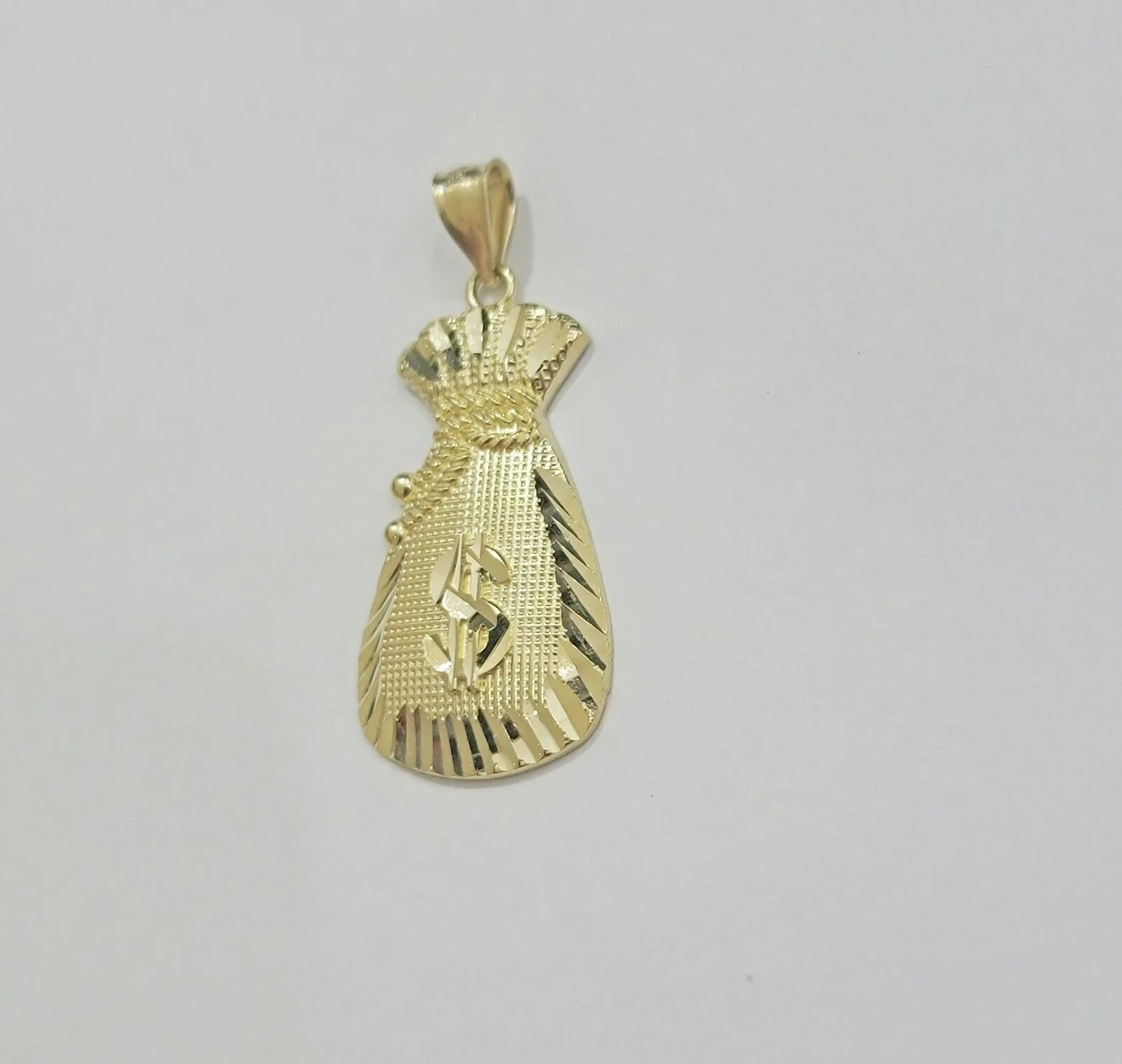 REAL 10k Gold Rope Chain Charm Pendant SET 3mm Necklace 18-28" Money Dollar Bag - Image 8