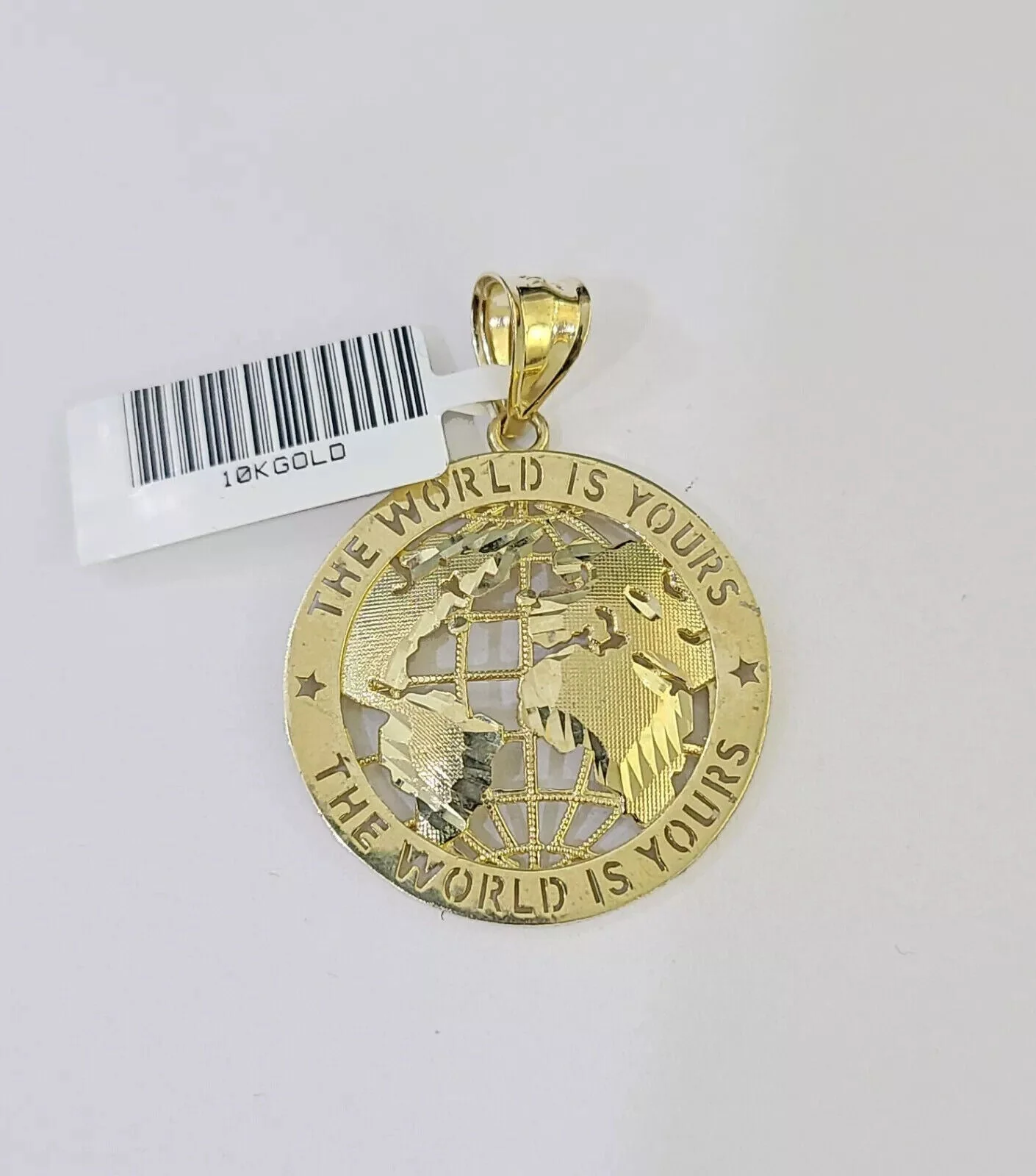 Real 10k Gold Rope Chain Charm World Map Pendant SET 4mm 18-28 inch Necklace - Image 4