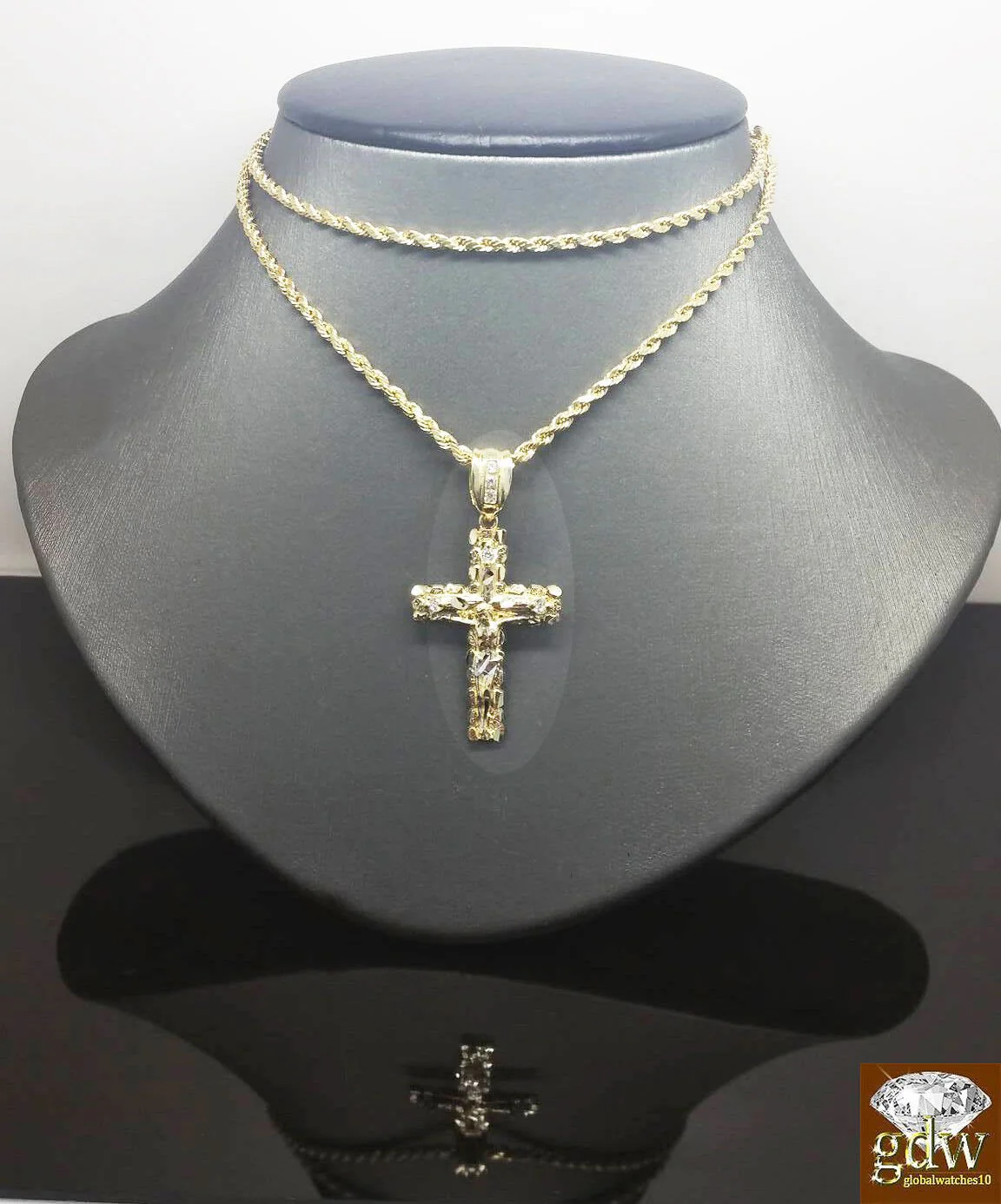 Real 10k Gold Rope Chain Cross Pendant 18" 20" 22" 24" 26" Necklace - Image 5