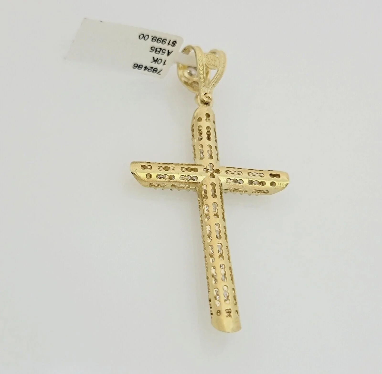 Real 10k Gold Rope Chain Cross SET Stone Charm Pendant Solid Necklace 4mm 24Inch - Image 7