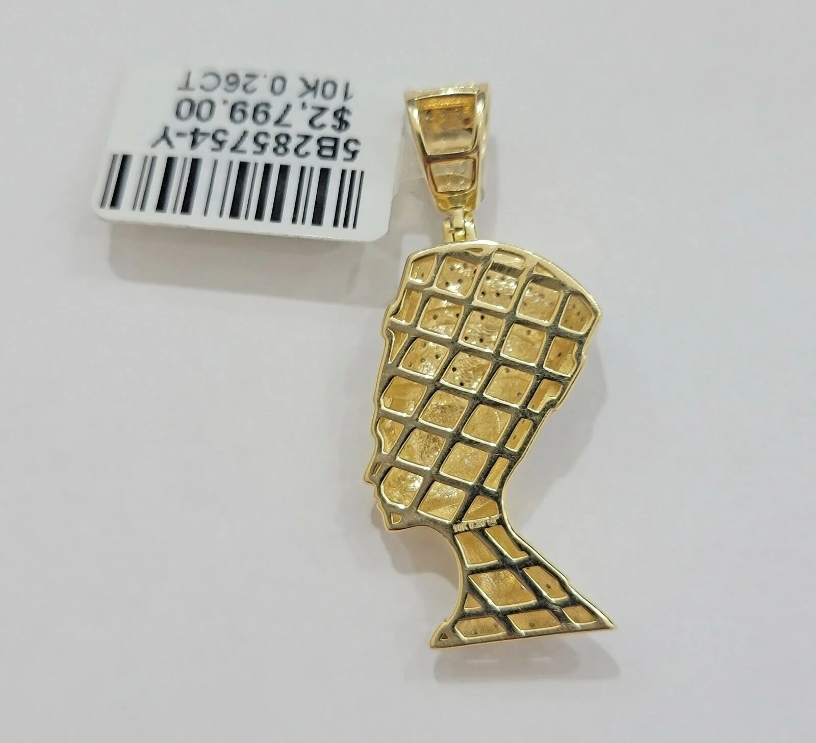 REAL 10k Gold Rope Chain Diamond Pendant Pharaoh Head SET 3mm Necklace 18" - 28" - Image 11