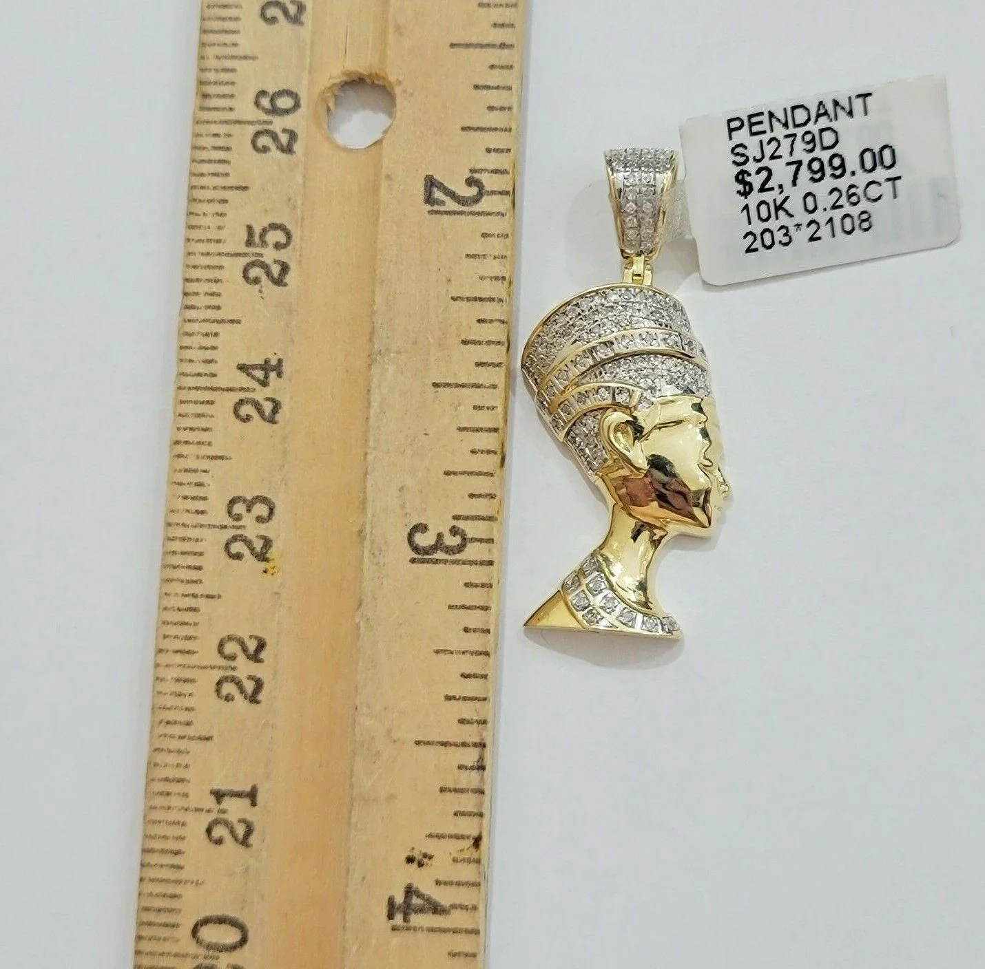 REAL 10k Gold Rope Chain Diamond Pendant Pharaoh Head SET 3mm Necklace 18" - 28" - Image 9