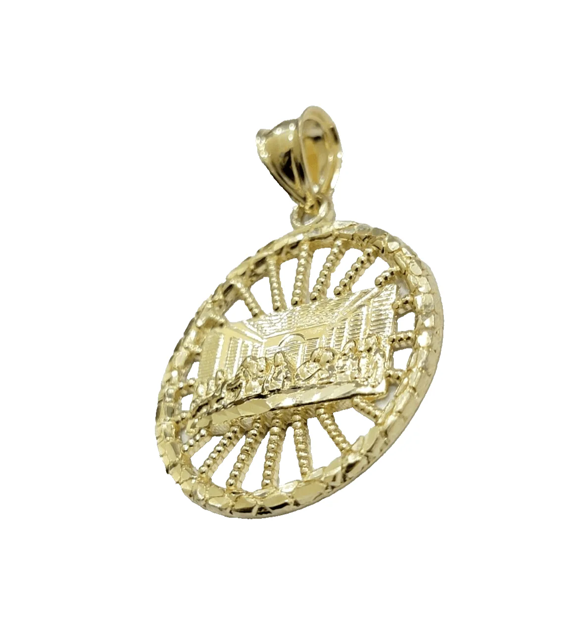 Real 10k Gold Rope Chain Last Supper Pendant Set, 24 Inch 3mm necklace & Charm - Image 10