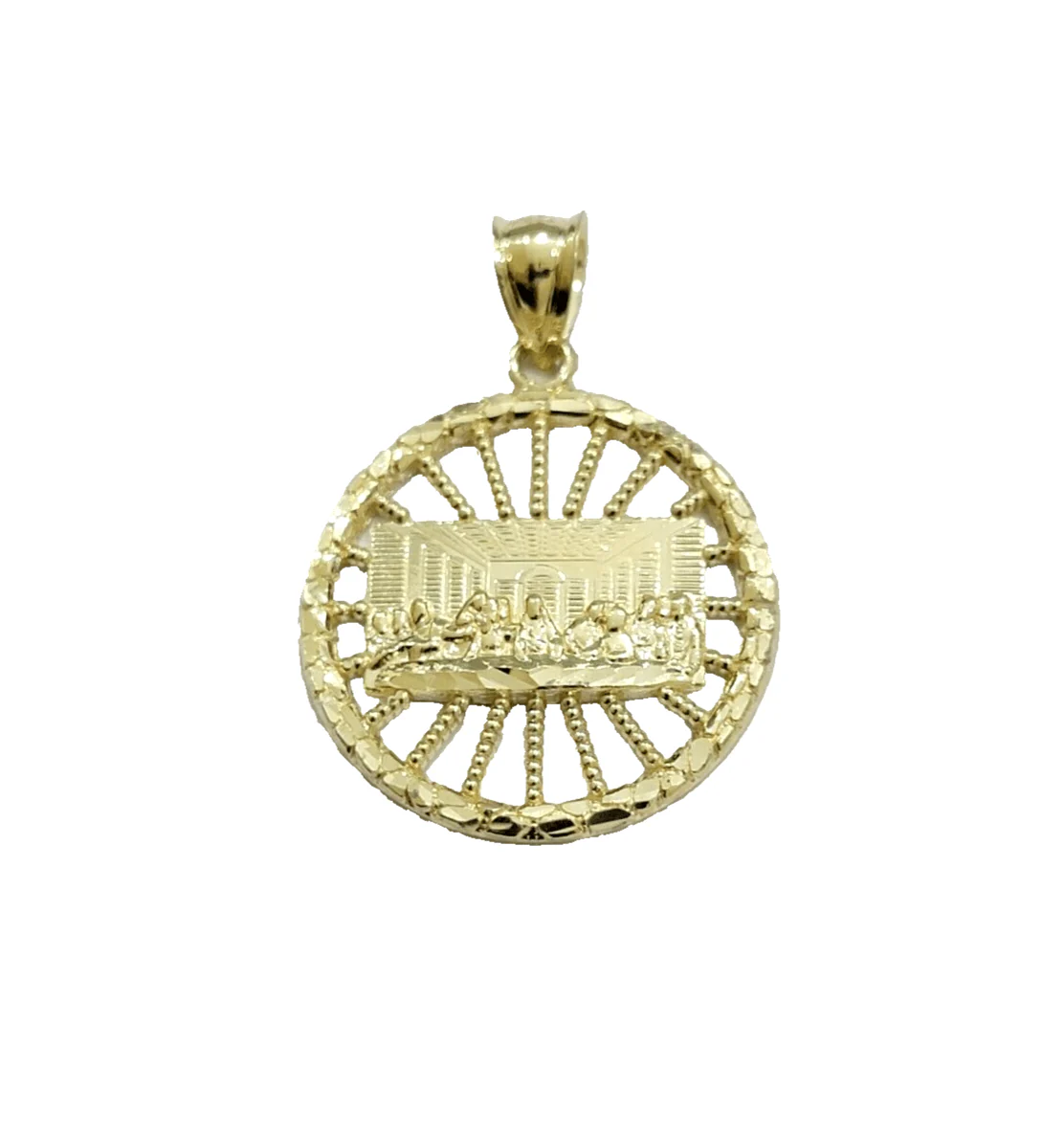 Real 10k Gold Rope Chain Last Supper Pendant Set, 28 Inch 3mm necklace & Charm - Image 3