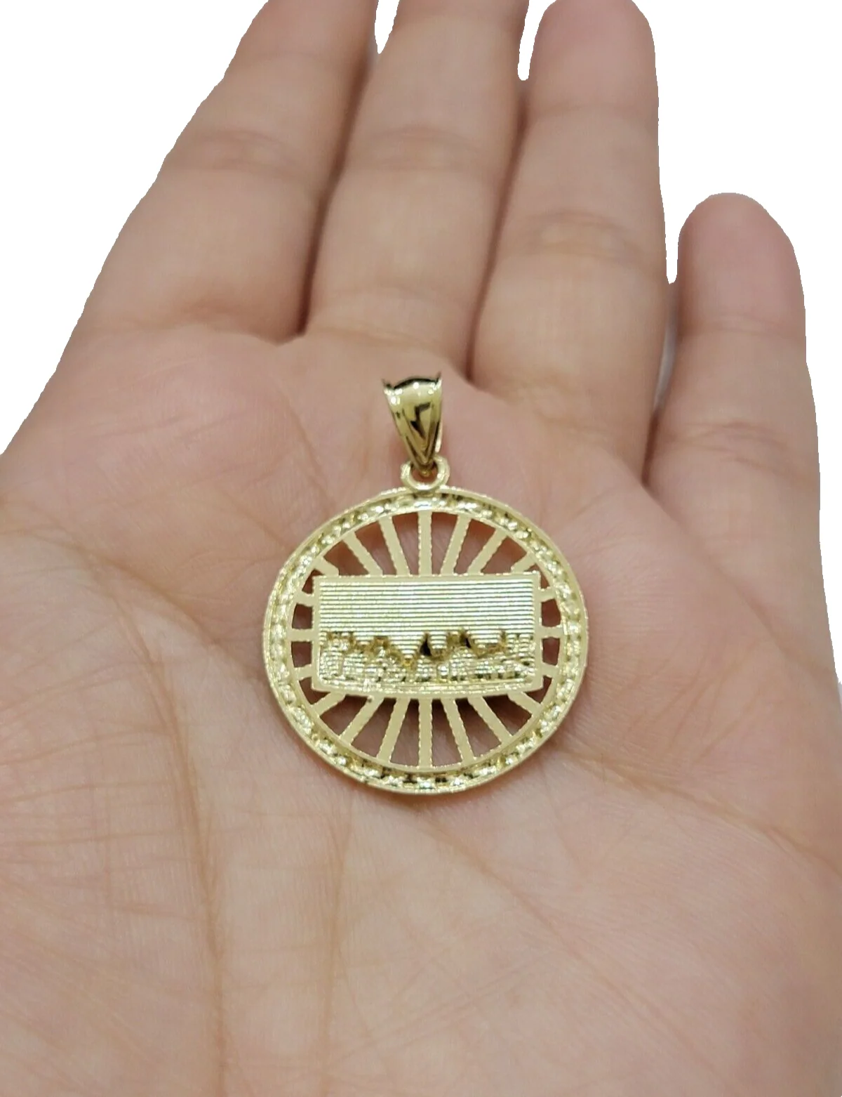 Real 10k Gold Rope Chain Last Supper Pendant Set, 28 Inch 3mm necklace & Charm - Image 4