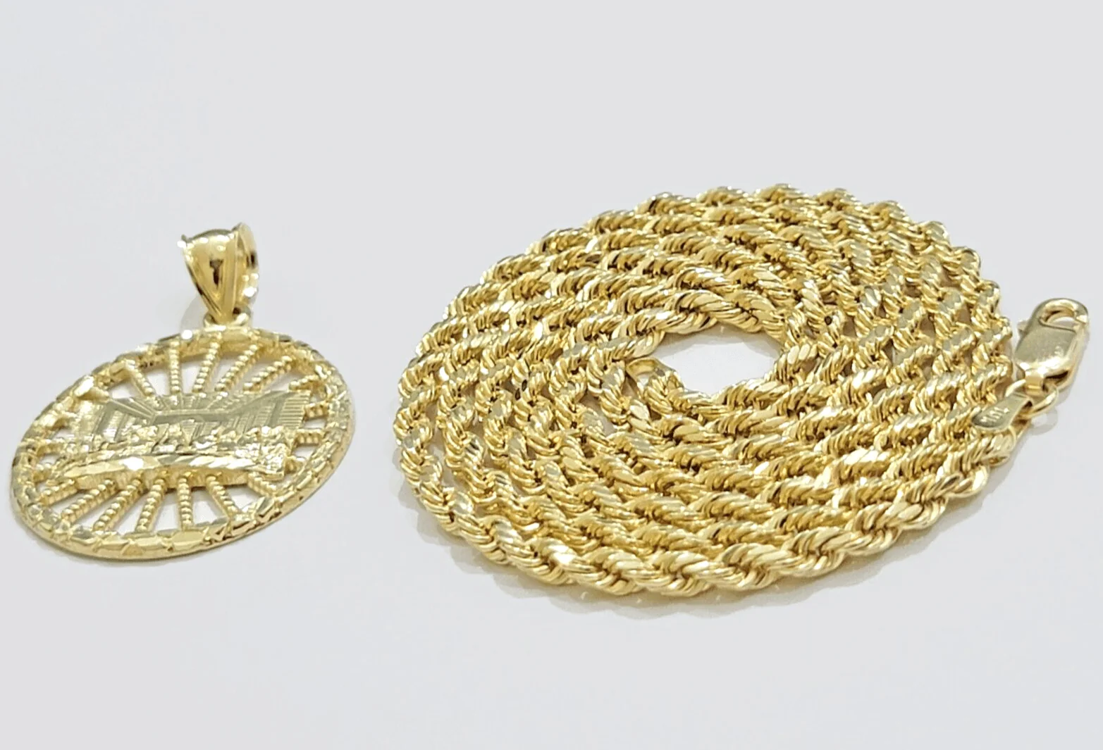 Real 10k Gold Rope Chain Last Supper Pendant Set, 28 Inch 3mm necklace & Charm - Image 7