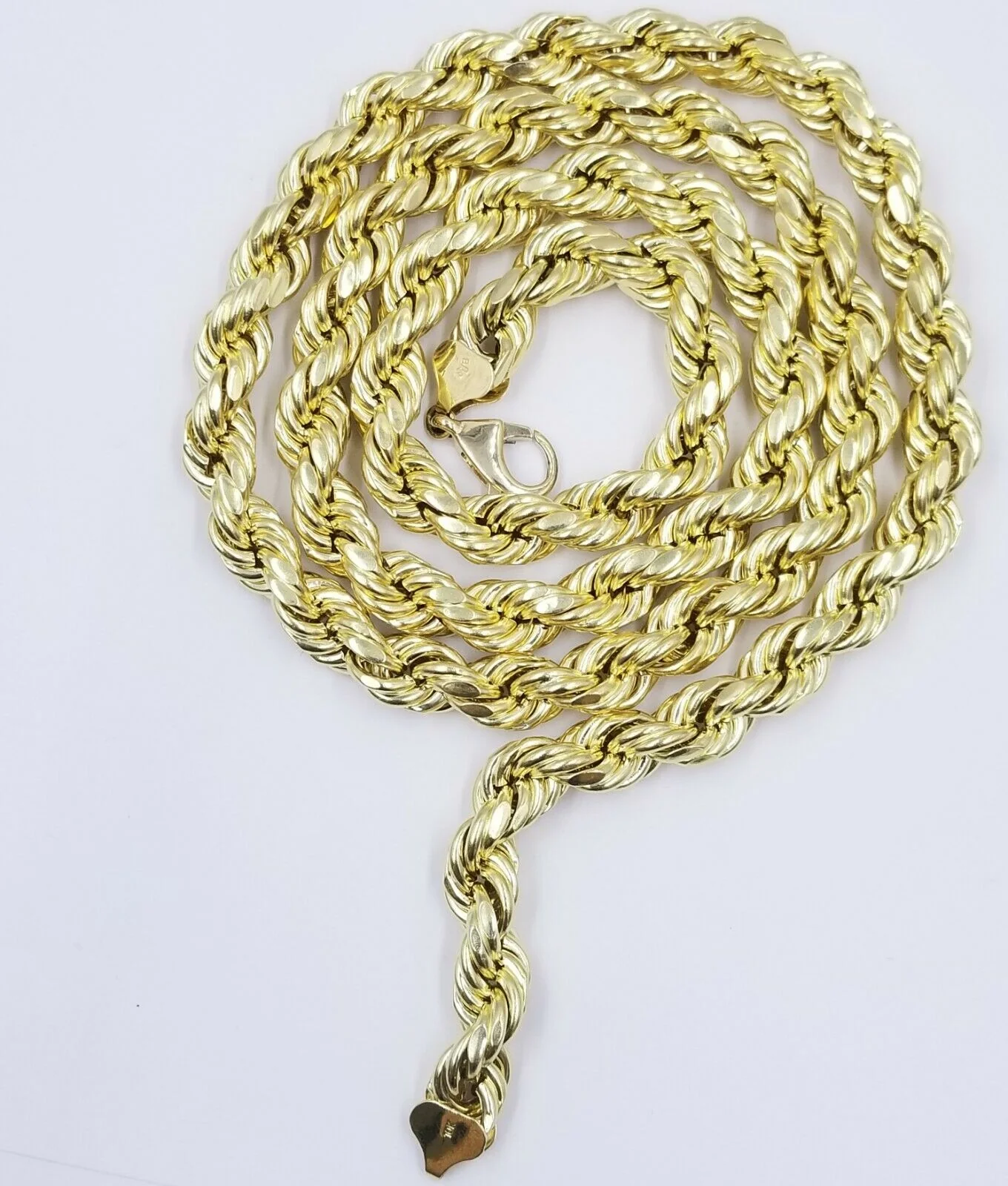 REAL 10k Gold Rope Chain Mens Necklace 10mm 20"-30" Inch Diamond Cut Yellow Gold - Image 3