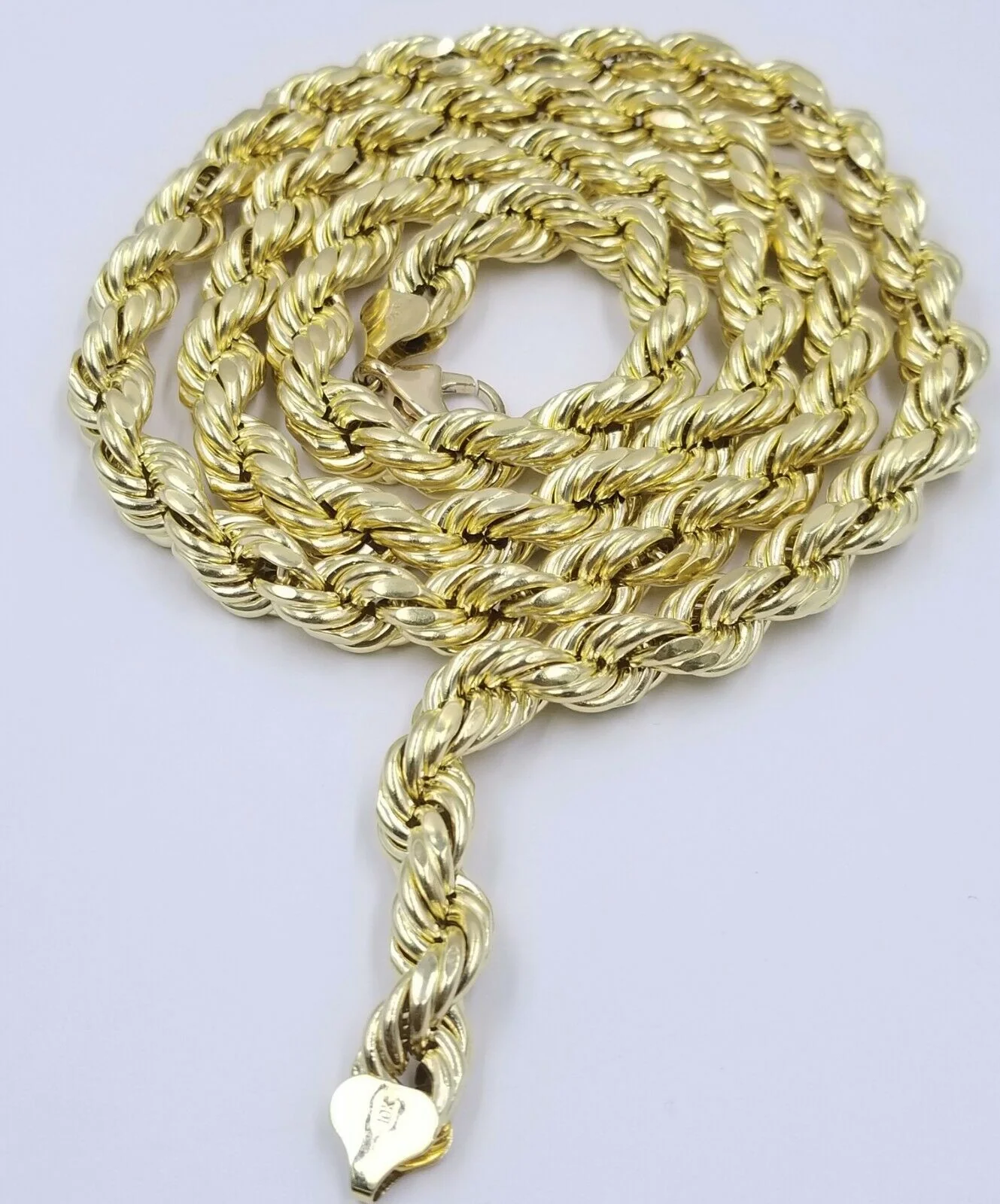 REAL 10k Gold Rope Chain Mens Necklace 10mm 20"-30" Inch Diamond Cut Yellow Gold - Image 8