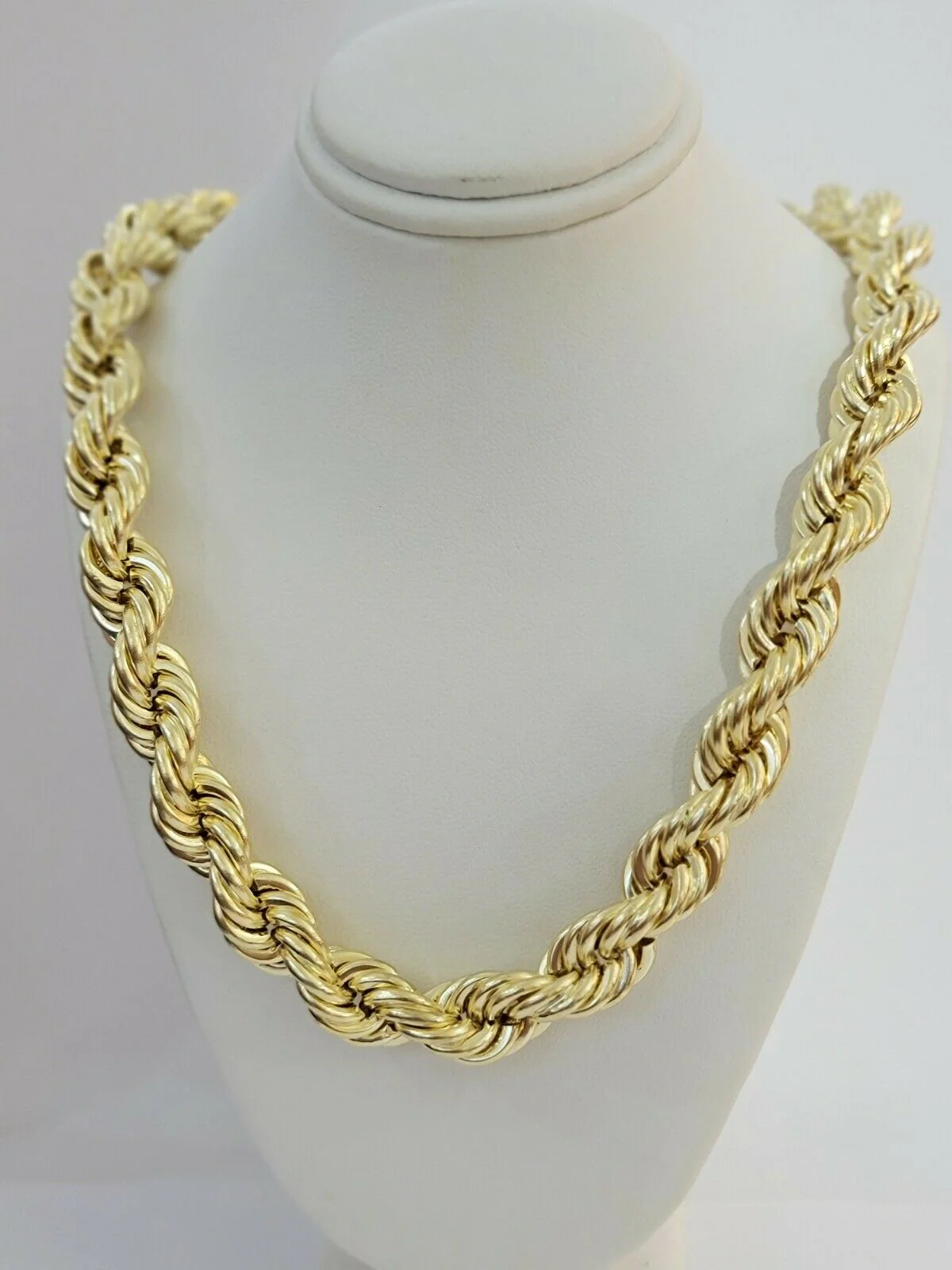 REAL 10k Gold Rope Chain Mens Necklace 12mm 22" 24" 26" 28" 30" 10kt Yellow Gold - Image 3