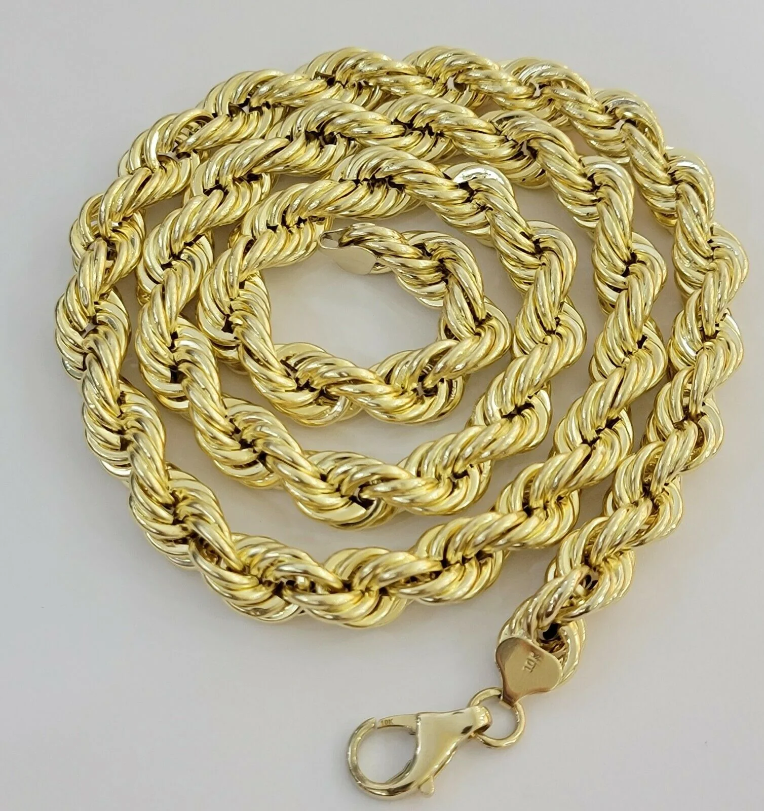 REAL 10k Gold Rope Chain Mens Necklace 12mm 22" 24" 26" 28" 30" 10kt Yellow Gold - Image 6