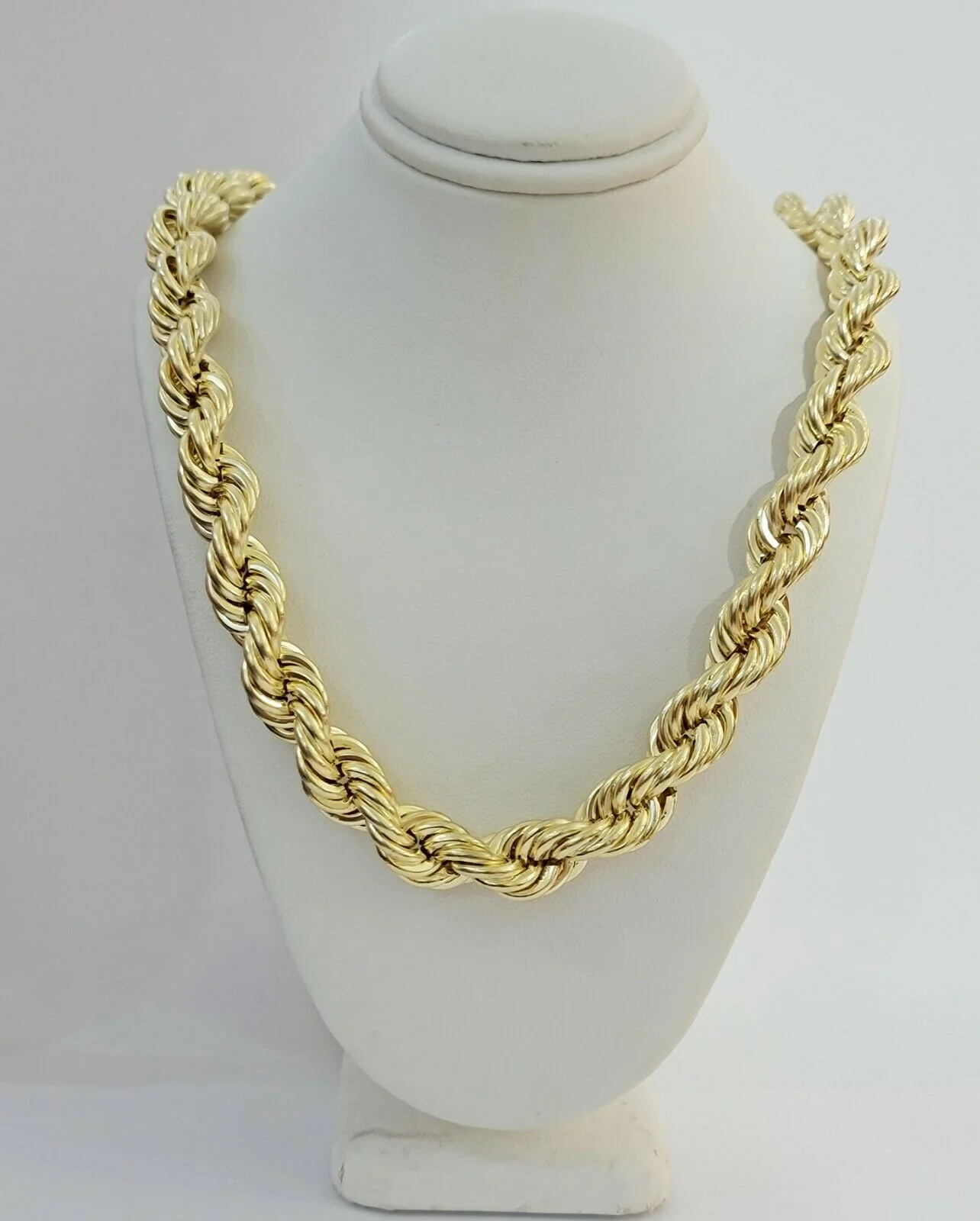 REAL 10k Gold Rope Chain Mens Necklace 12mm 22" 24" 26" 28" 30" 10kt Yellow Gold - Image 8