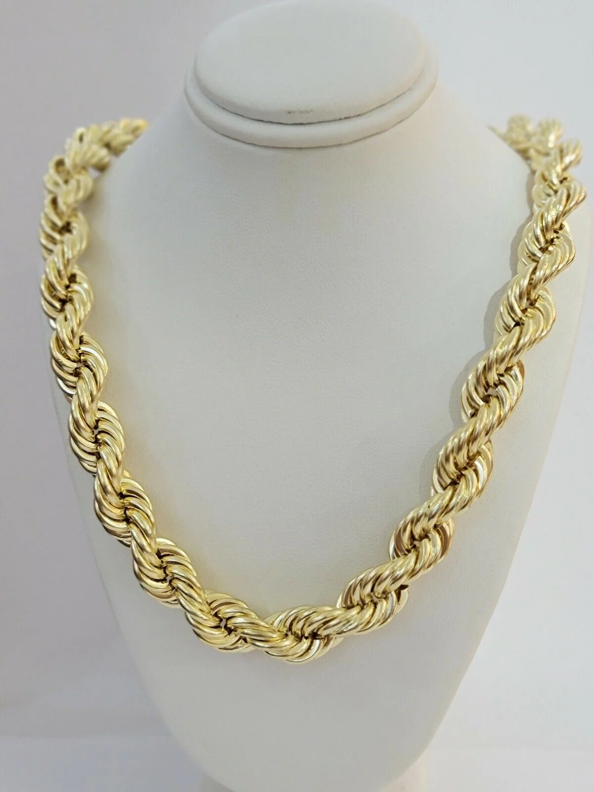 REAL 10k Gold Rope Chain Mens Necklace 12mm 24 Inch 10kt Yellow Gold , Thick - Image 3