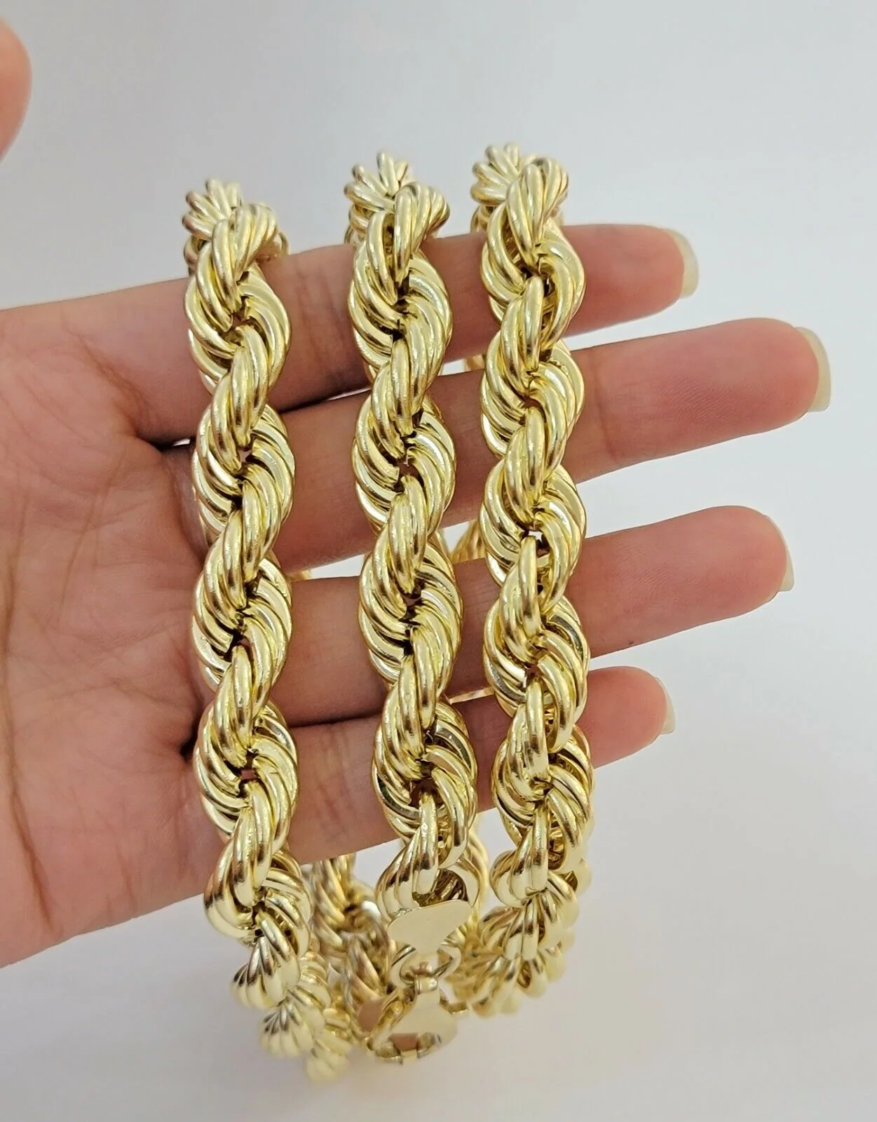 REAL 10k Gold Rope Chain Mens Necklace 12mm 24 Inch 10kt Yellow Gold , Thick - Image 7