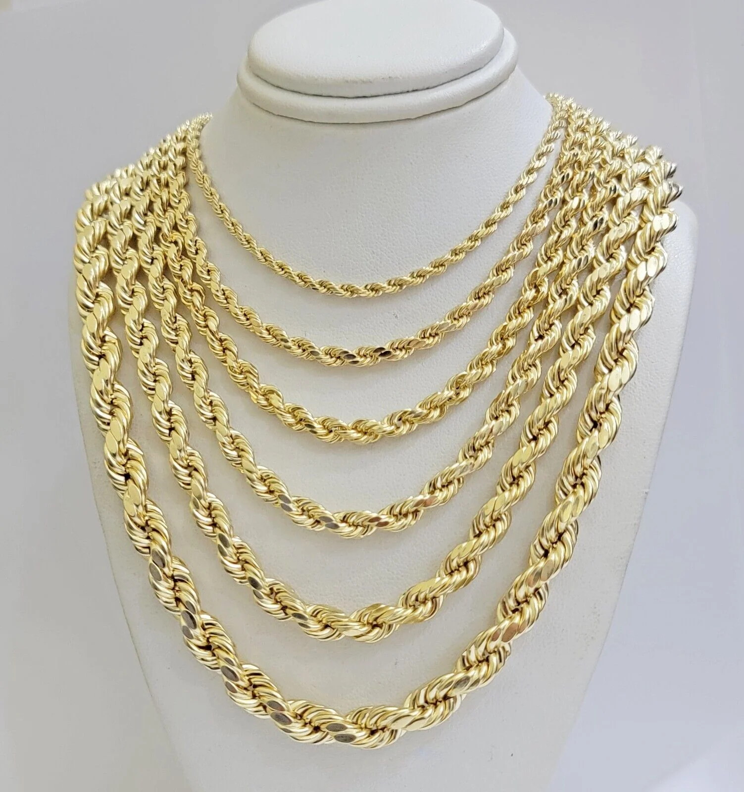 Real 10k Gold Rope Chain Necklace 18-30 Inch 3mm to 10mm Diamond Cut 10KT Yellow - Image 11