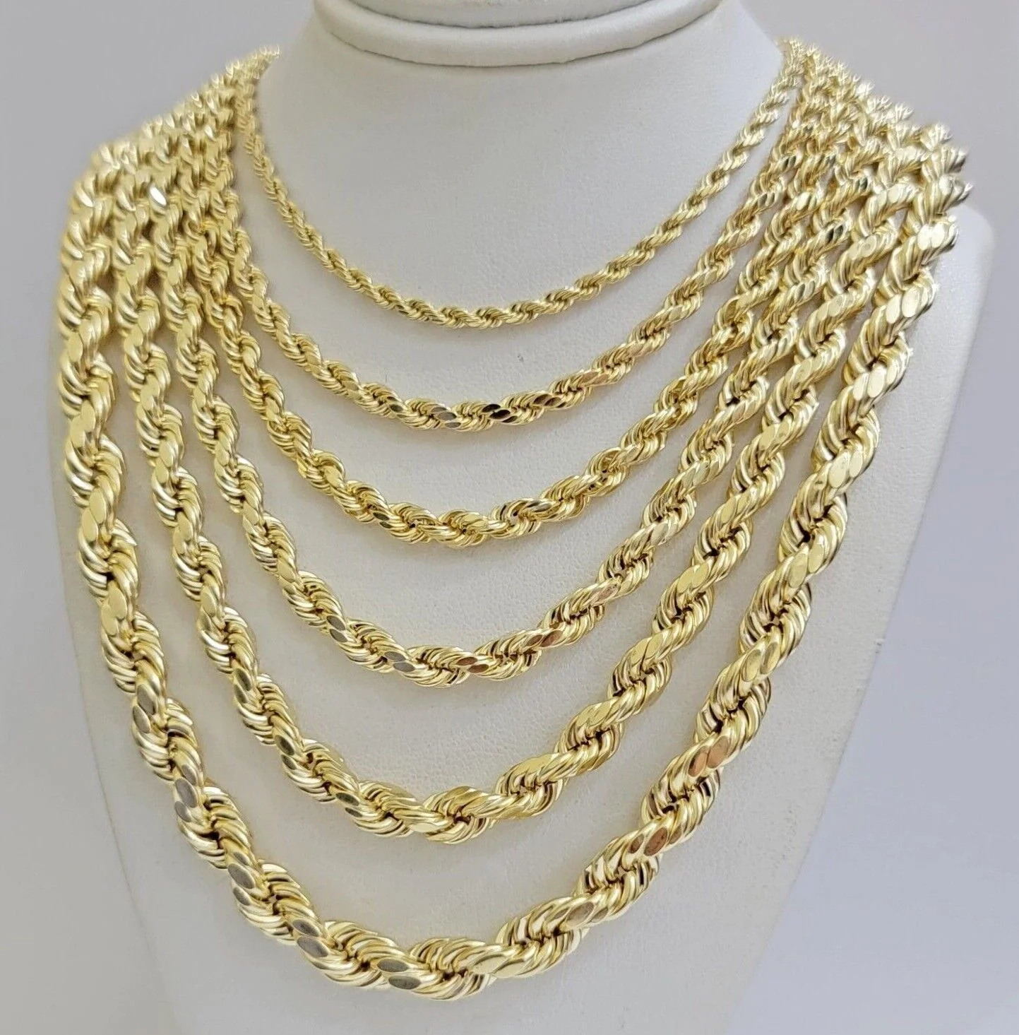 Real 10k Gold Rope Chain Necklace 18-30 Inch 3mm to 10mm Diamond Cut 10KT Yellow - Image 2