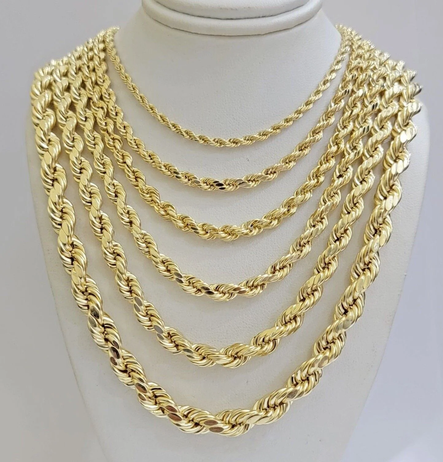 Real 10k Gold Rope Chain Necklace 18-30 Inch 3mm to 10mm Diamond Cut 10KT Yellow - Image 20