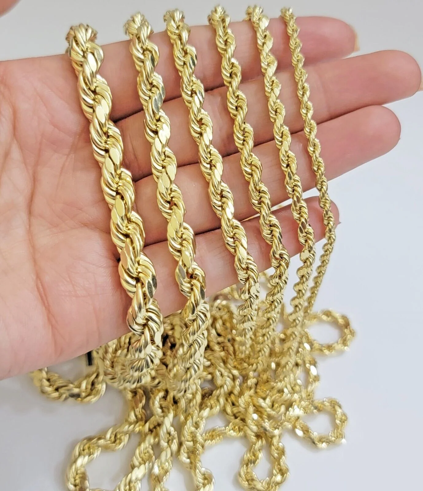 Real 10k Gold Rope Chain Necklace 18-30 Inch 3mm to 10mm Diamond Cut 10KT Yellow - Image 8