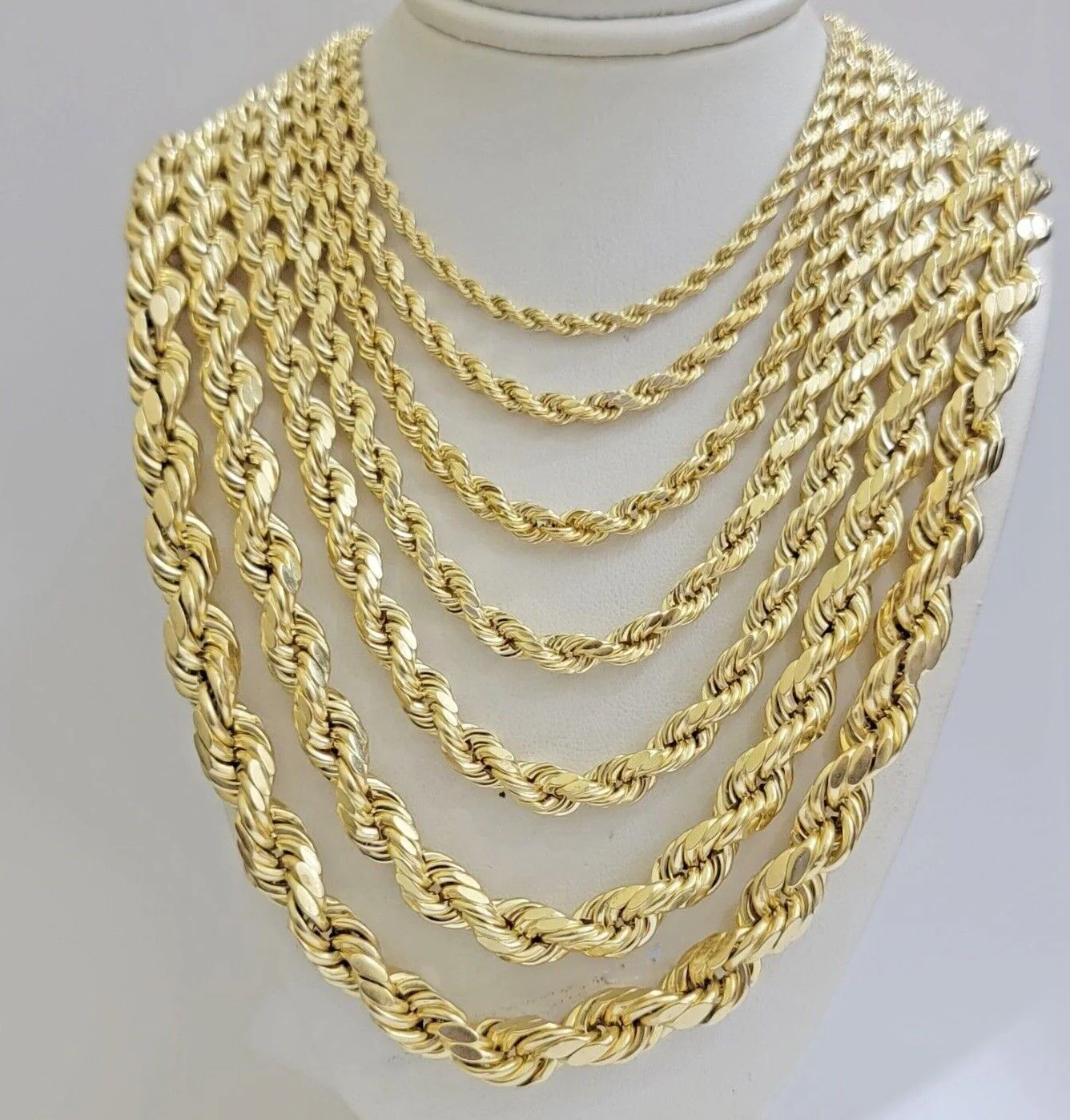Real 10k Gold Rope Chain Necklace 18-30 Inch 3mm to 10mm Diamond Cut 10KT Yellow - Image 9