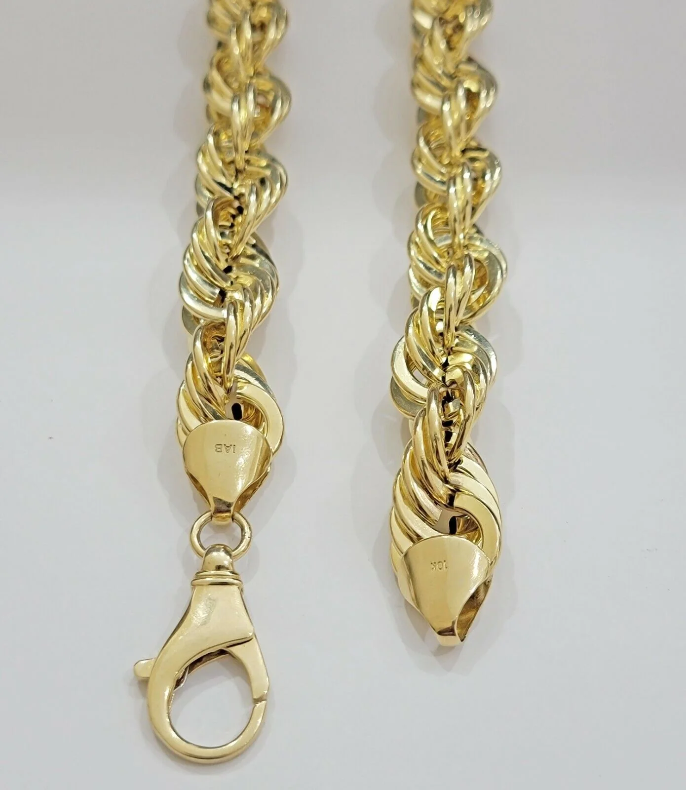 REAL 10k Gold Rope Chain Necklace 24 Inch 17mm Thick Diamond Cuts Men's 10kt - Image 5