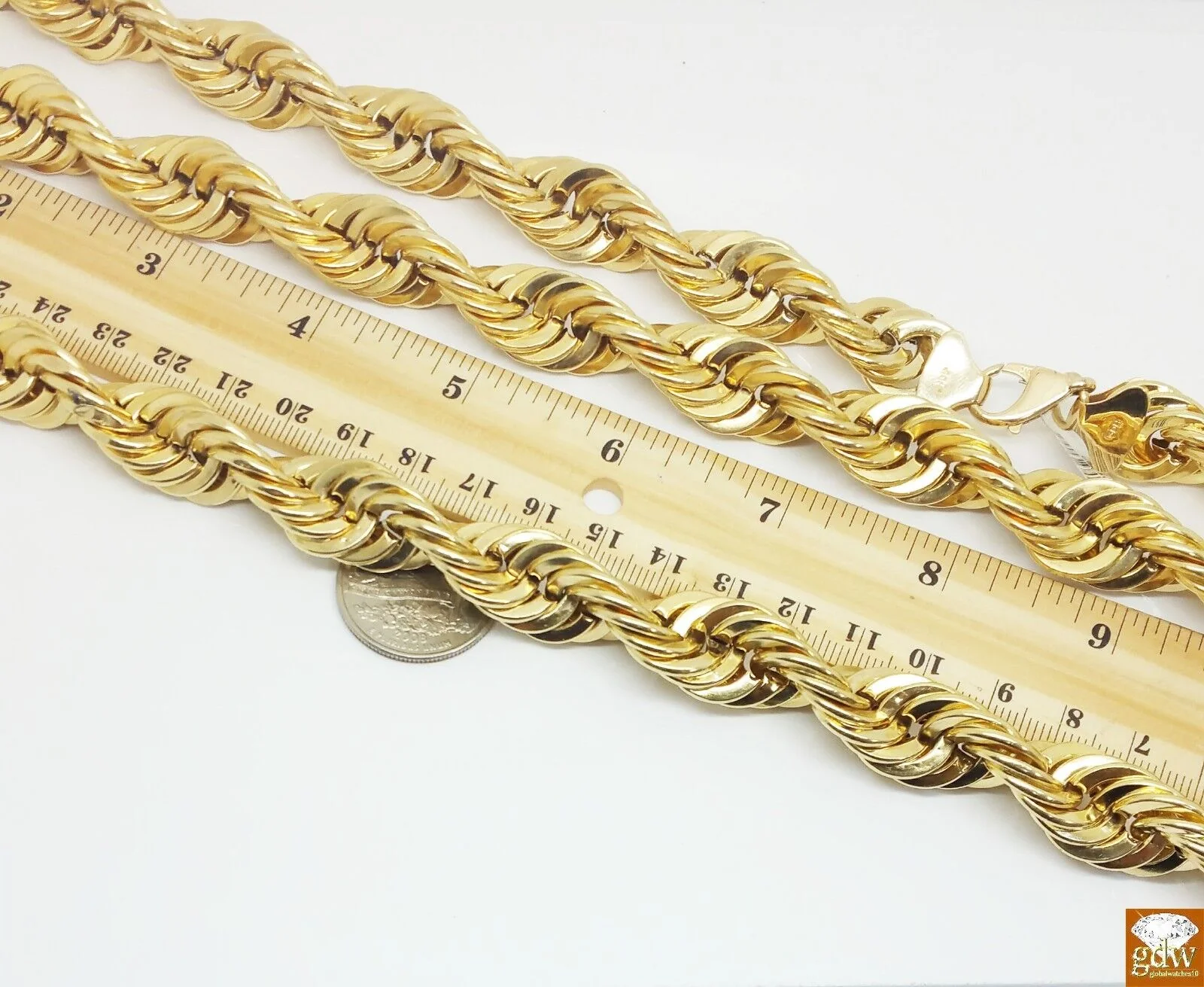 Real 10k Gold Rope Chain Necklace 26 Inch 15mm lobster Lock Authentic 10k - Image 2