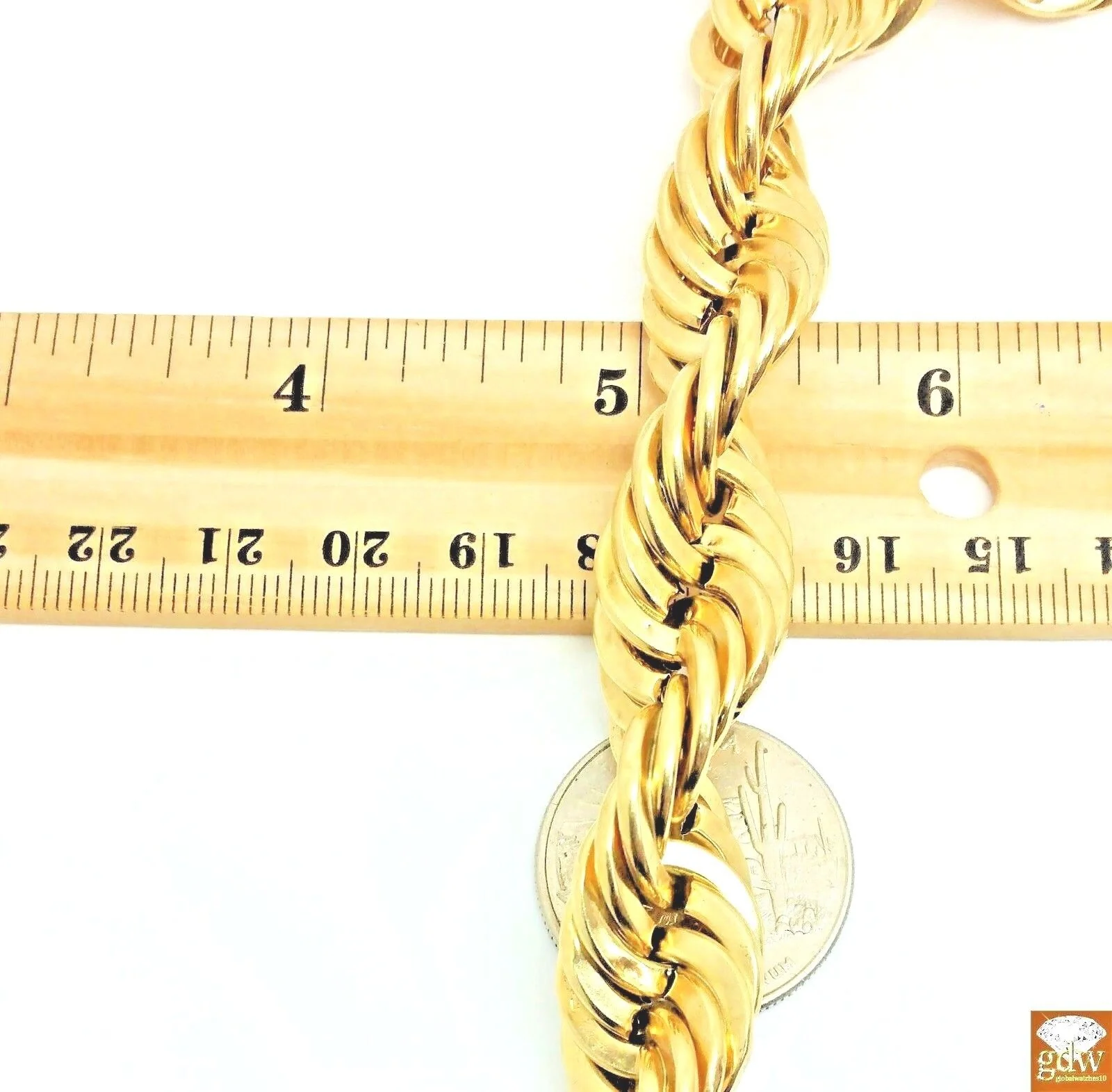 Real 10k Gold Rope Chain Necklace 26 Inch 15mm lobster Lock Authentic 10k - Image 3
