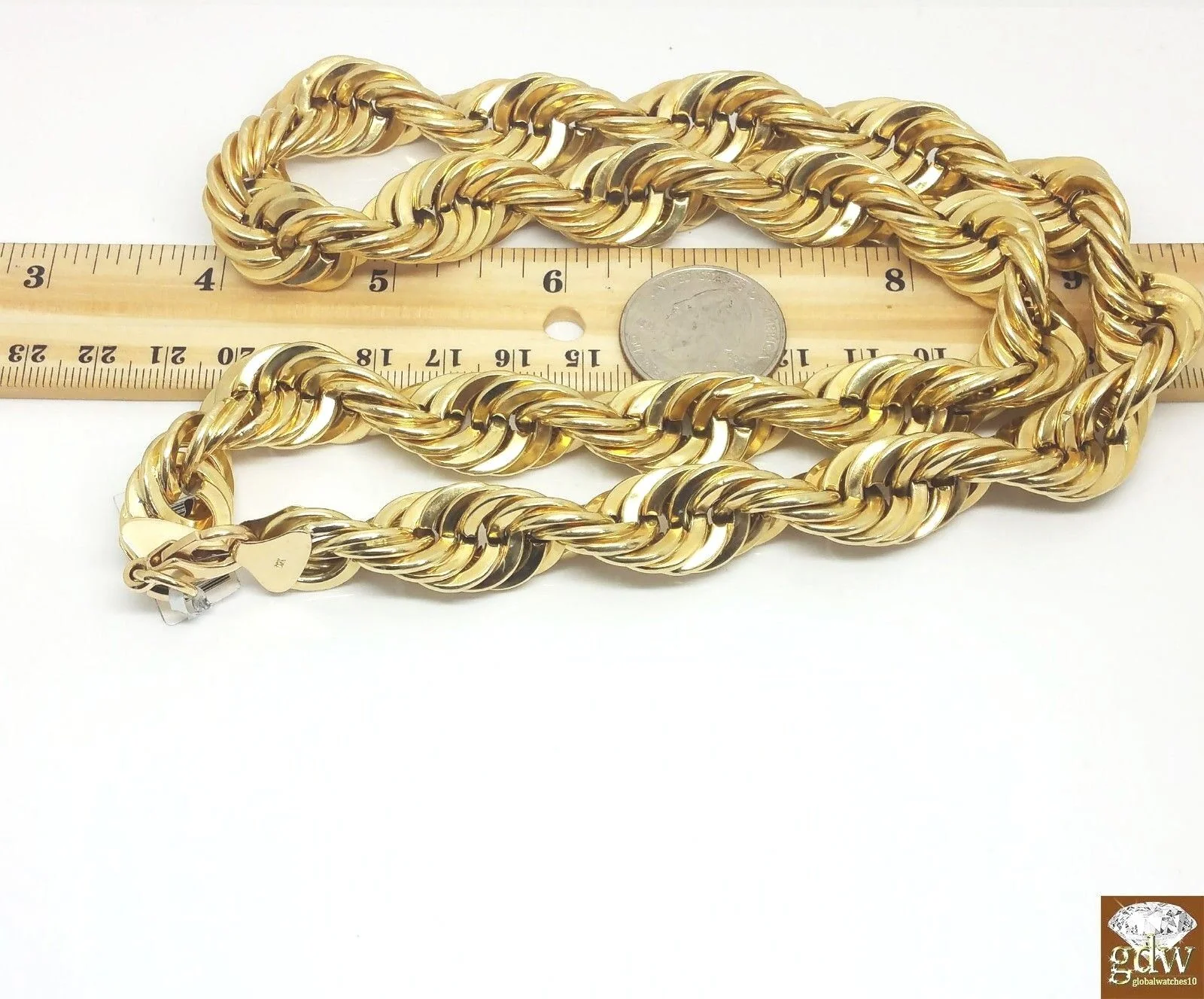 Real 10k Gold Rope Chain Necklace 26 Inch 15mm lobster Lock Authentic 10k - Image 5