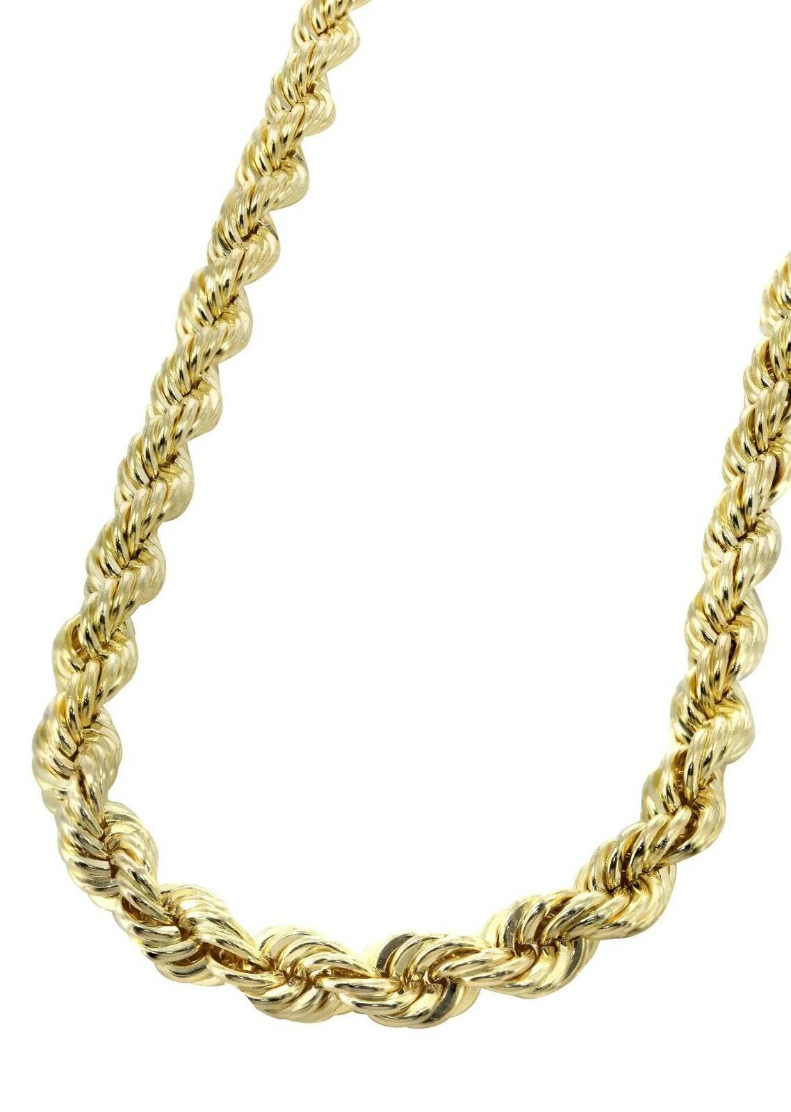 Real 10K Gold Rope Chain Necklace 30 Inch 8mm 10KT Yellow Gold Diamond Cuts Rope - Image 3