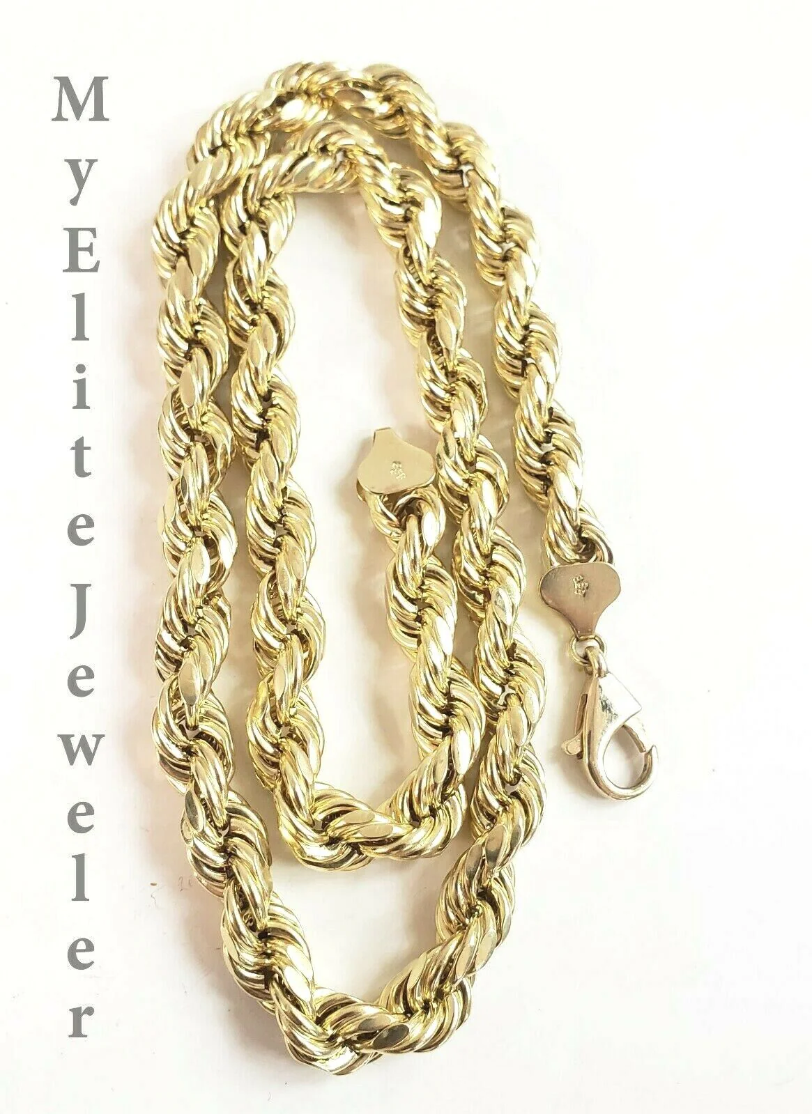 Real 10K Gold Rope Chain Necklace 30 Inch 8mm 10KT Yellow Gold Diamond Cuts Rope - Image 6