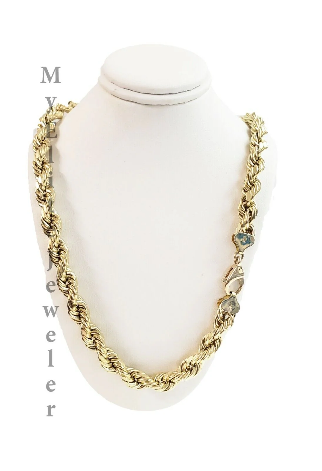 Real 10K Gold Rope Chain Necklace 30 Inch 8mm 10KT Yellow Gold Diamond Cuts Rope - Image 7