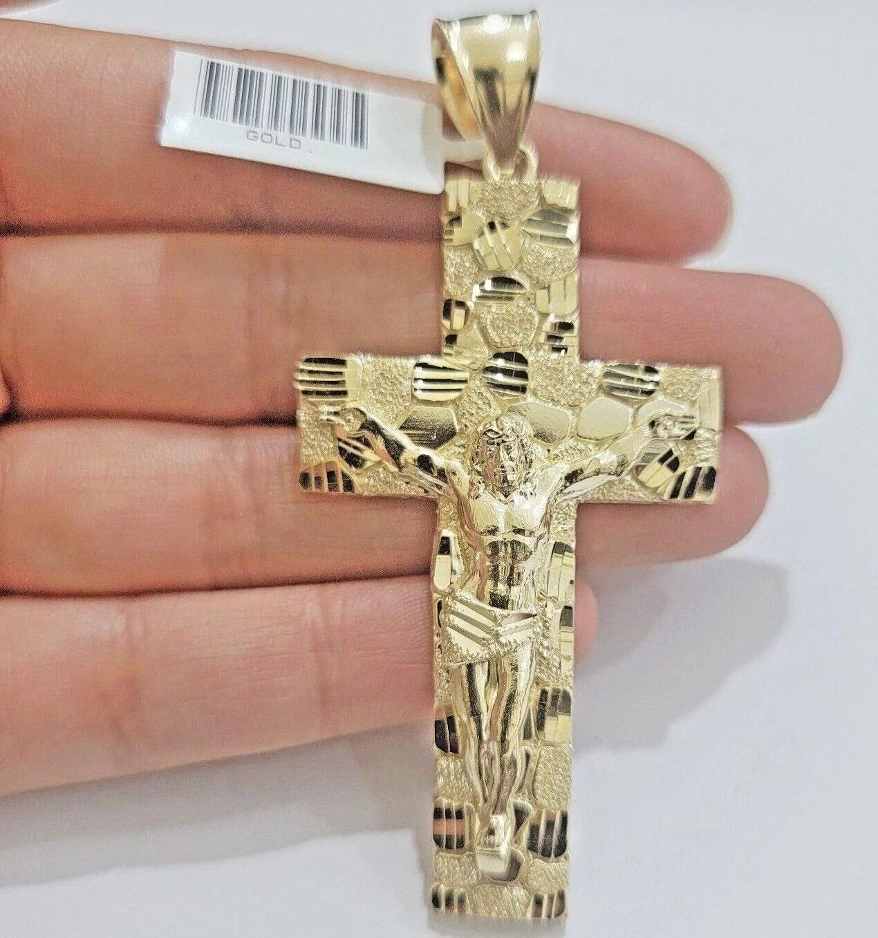 Real 10k Gold Rope Chain Necklace Jesus Cross Charm Pendant Set 20-28" inch 5mm - Image 3